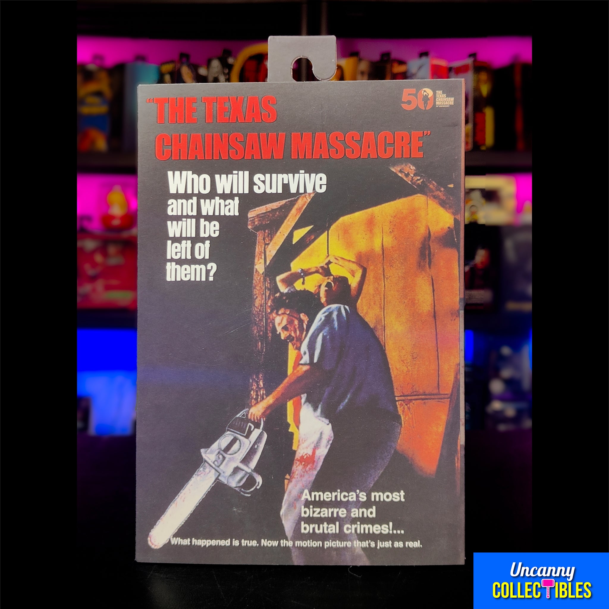 NECA Texas Chainsaw Massacre Leatherface 50th Anniversary Clothed Action Figure 20 cm – Texas Chainsaw Massacre, NECA, 20 cm, 2024, brand new collector item, Uncanny Collectibles Dublin Ireland