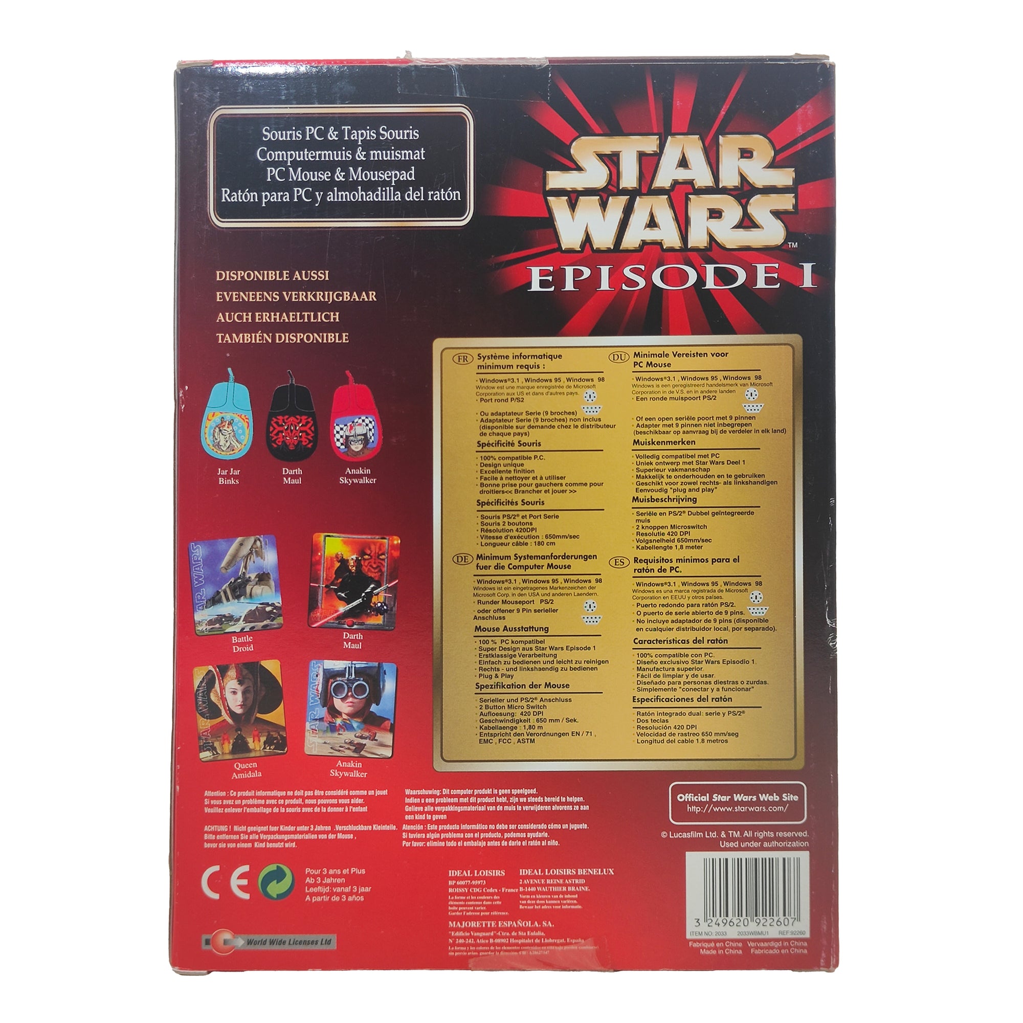 Star Wars Episode I Anakin Skywalker Podracer PC Mouse & Mat Set