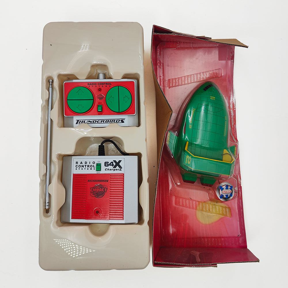Thunderbirds 40MHz Micro Full Function Radio Control Thunderbird 2 Vehicle By Impact Toys - Tested - For Parts or Restoration – Thunderbirds, Vintage Brands, 12 cm, 1999, pre-owned collector piece, Uncanny Collectibles Dublin Ireland