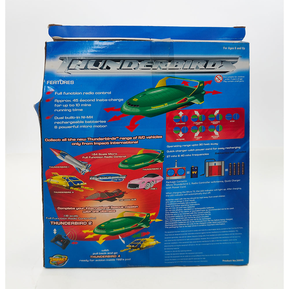 Thunderbirds 40MHz Micro Full Function Radio Control Thunderbird 2 Vehicle By Impact Toys - Tested - For Parts or Restoration