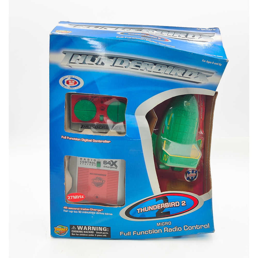 Thunderbirds 40MHz Micro Full Function Radio Control Thunderbird 2 Vehicle By Impact Toys - Tested - For Parts or Restoration – Thunderbirds, Vintage Brands, 12 cm, 1999, pre-owned collector piece, Uncanny Collectibles Dublin Ireland