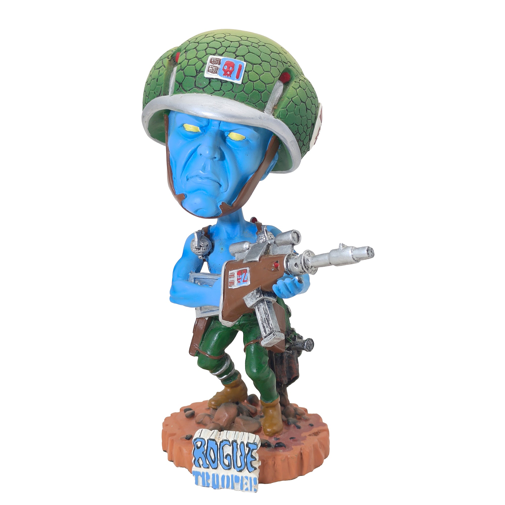 2000 AD Judge Dredd Rogue Trooper Bobble Buddies Bobblehead Cards Inc Statue 2004 19cm