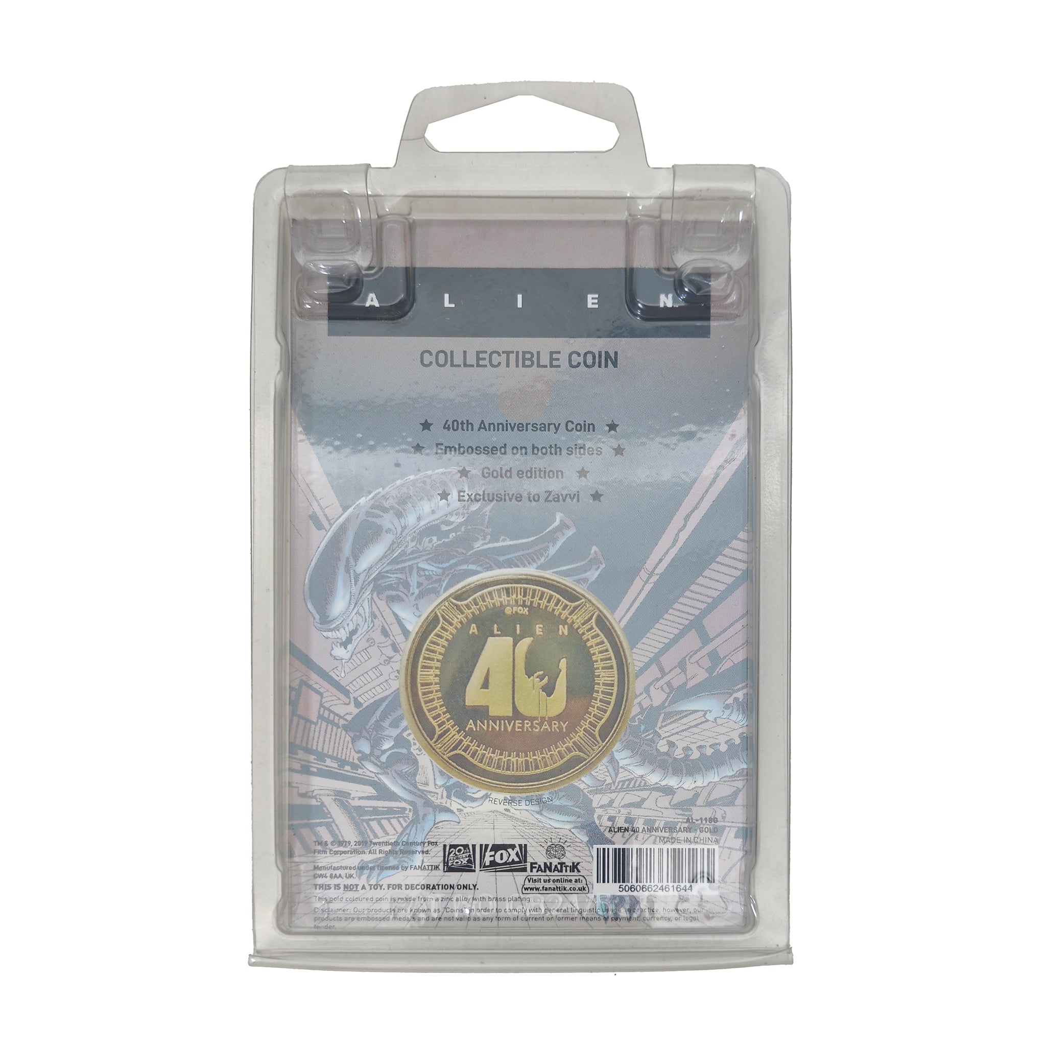Alien 40th Anniversary Limited Edition Gold Coin Zavvi Exclusive Fanattik 2019 – Alien, Fanattik, 4 cm, 2019, pre-owned collector piece, Uncanny Collectibles Dublin Ireland