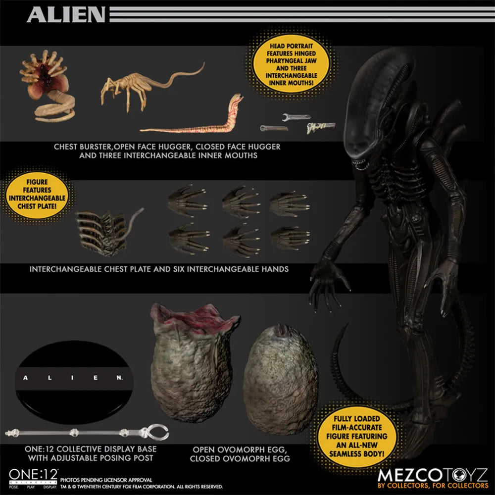 Alien Mezco Toyz One:12 Collective Action Figure – Alien, Mezco Toyz, 18 cm, 2022, pre-owned collector piece, Uncanny Collectibles Dublin Ireland