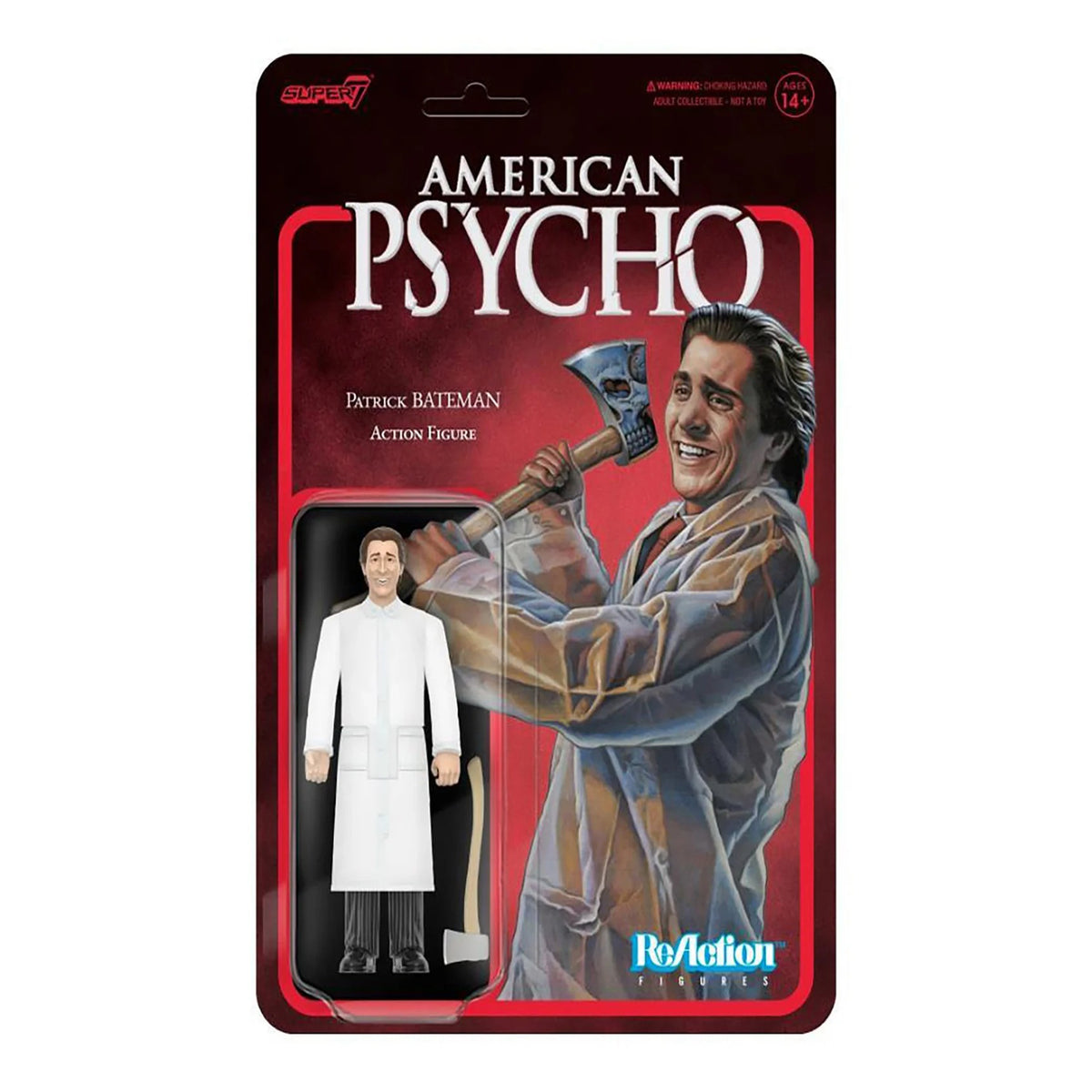 American Psycho Patrick Bateman In Raincoat Super7 ReAction Figure 10cm