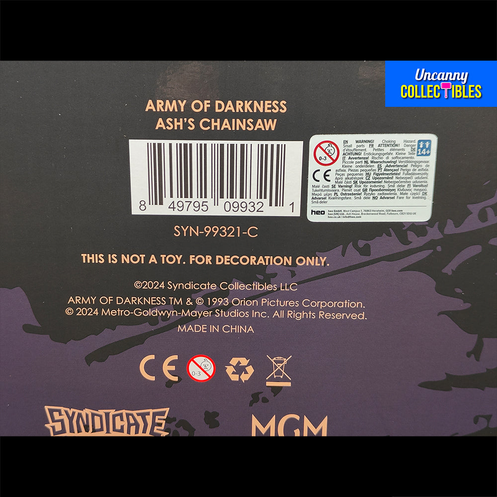 Army of Darkness Ashs Chainsaw 1:1 Chainsaw Evil Dead Prop With Sound By Syndicate Collectibles – Evil Dead, Syndicate Collectibles, 71 cm, 2024, brand new collector item, Uncanny Collectibles Dublin Ireland