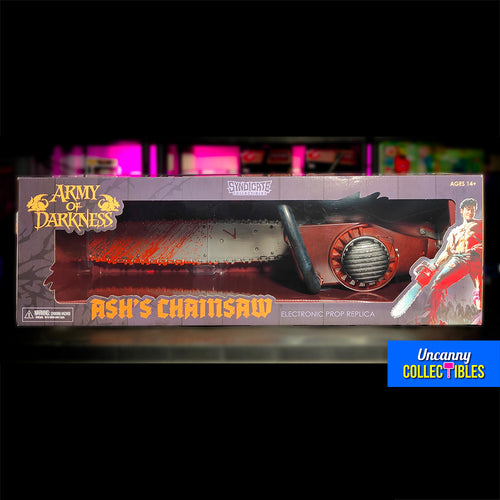Army of Darkness Ashs Chainsaw 1:1 Chainsaw Evil Dead Prop With Sound By Syndicate Collectibles – Evil Dead, Syndicate Collectibles, 71 cm, 2024, brand new collector item, Uncanny Collectibles Dublin Ireland