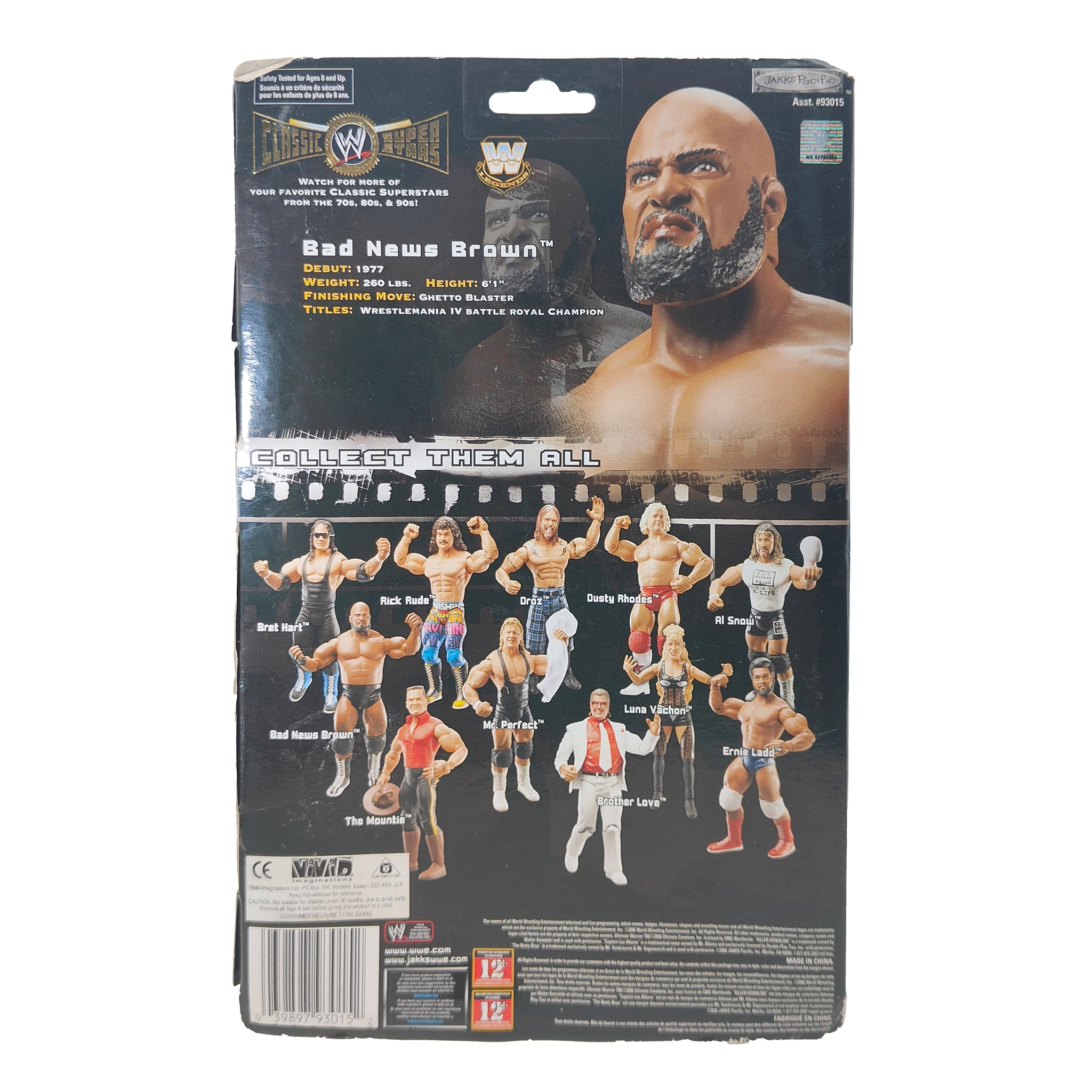 Bad News Brown WWE Classic Superstars Series 13 Jakks Pacific Action Figure 2006 18cm – WWE, JAKKS Pacific, 18 cm, 2006, pre-owned collector piece, Uncanny Collectibles Dublin Ireland