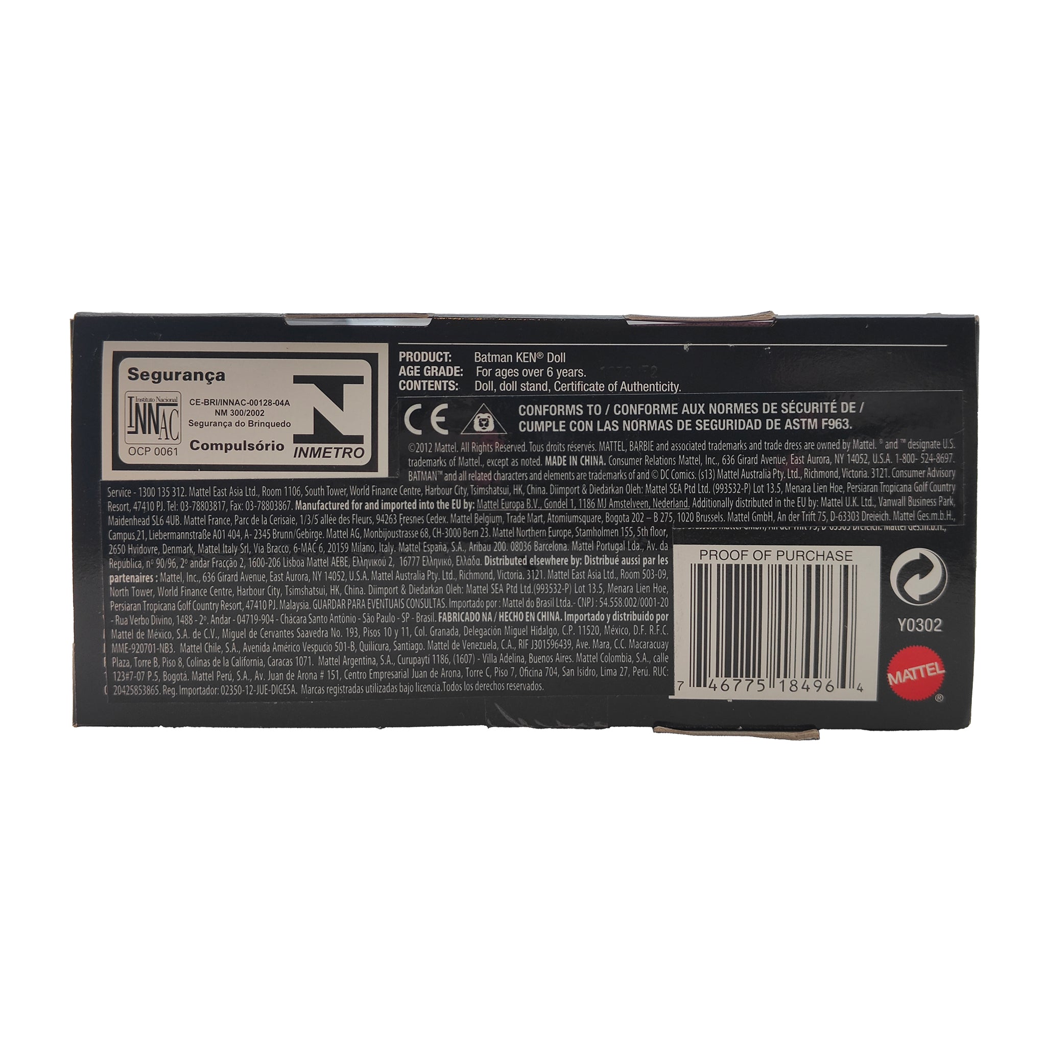 Barbie Collector Batman Classic TV Series Ken Doll Pink Label Mattel 2012