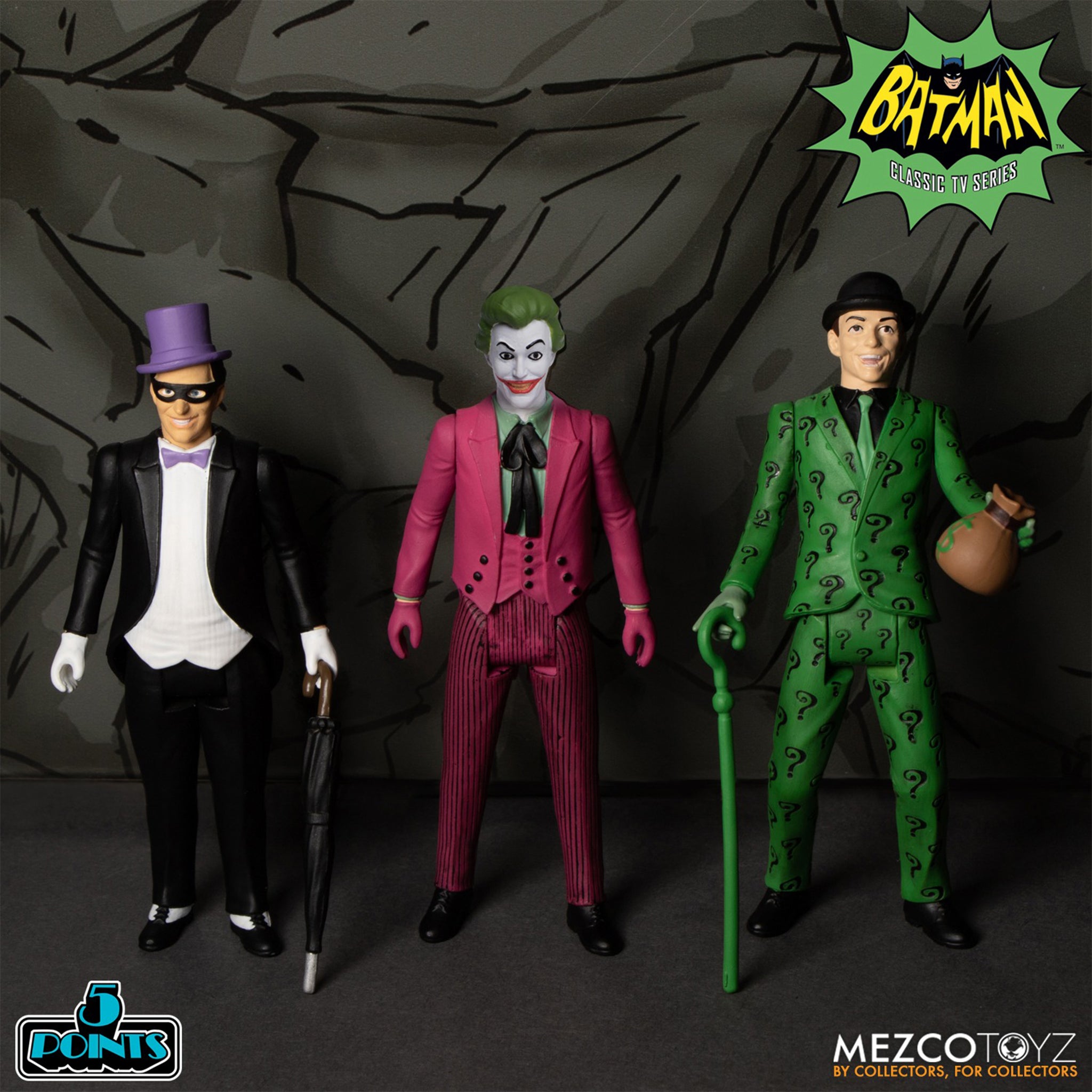 Batman 1966 5 Points 7-Figure Deluxe Mezco Toyz Boxed Set – photo 16 of 27