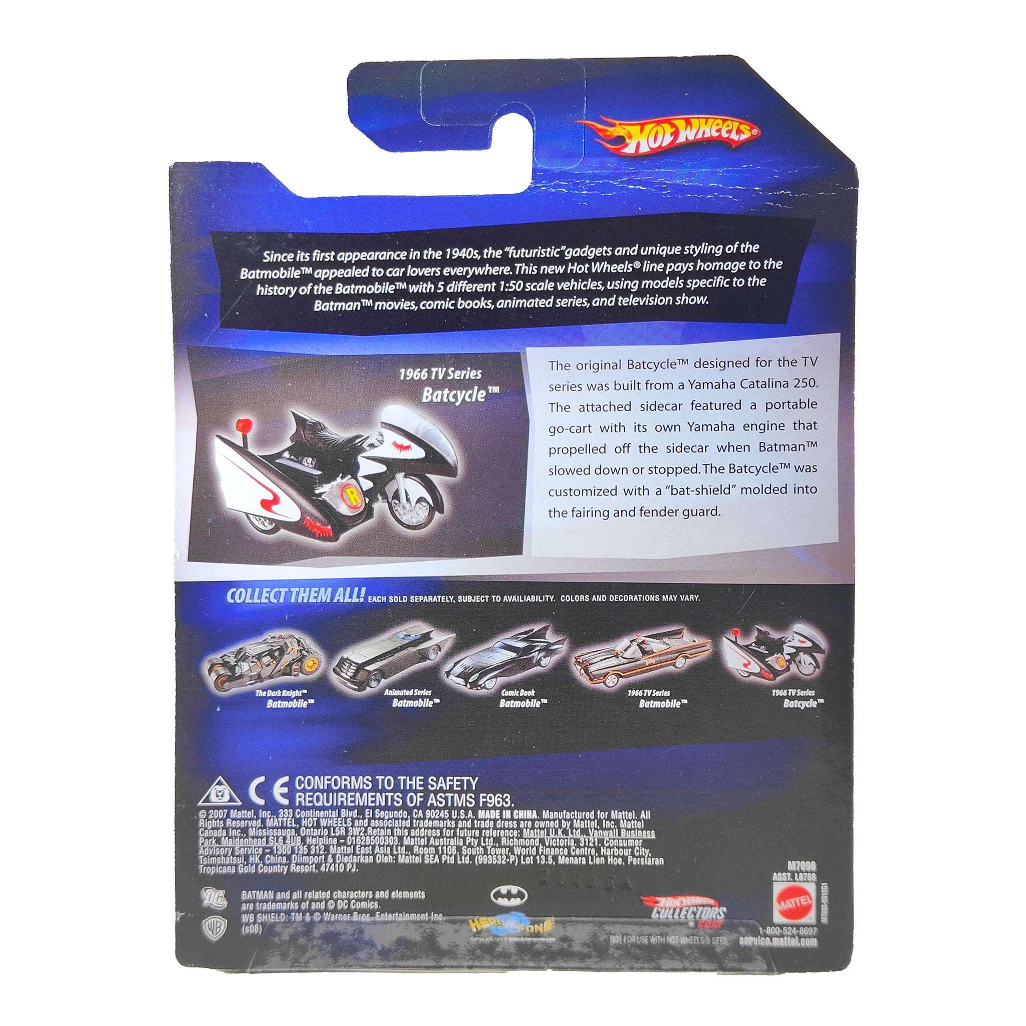 Batman 1966 TV Series Batcycle Hot Wheels 1/50 Diecast Model 2007