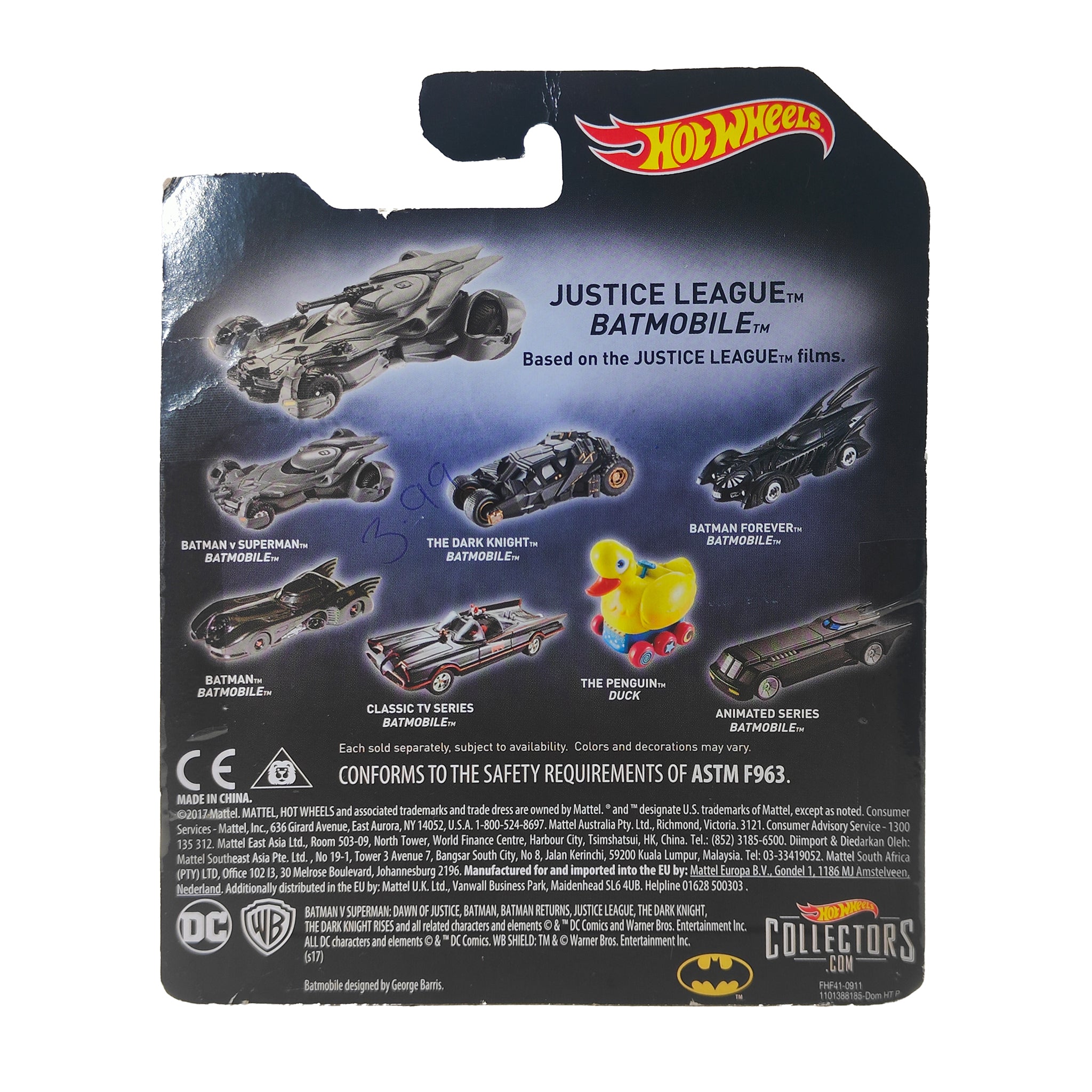 Batman Justice League Batmobile Hot Wheels 1:50 Die Cast 2017