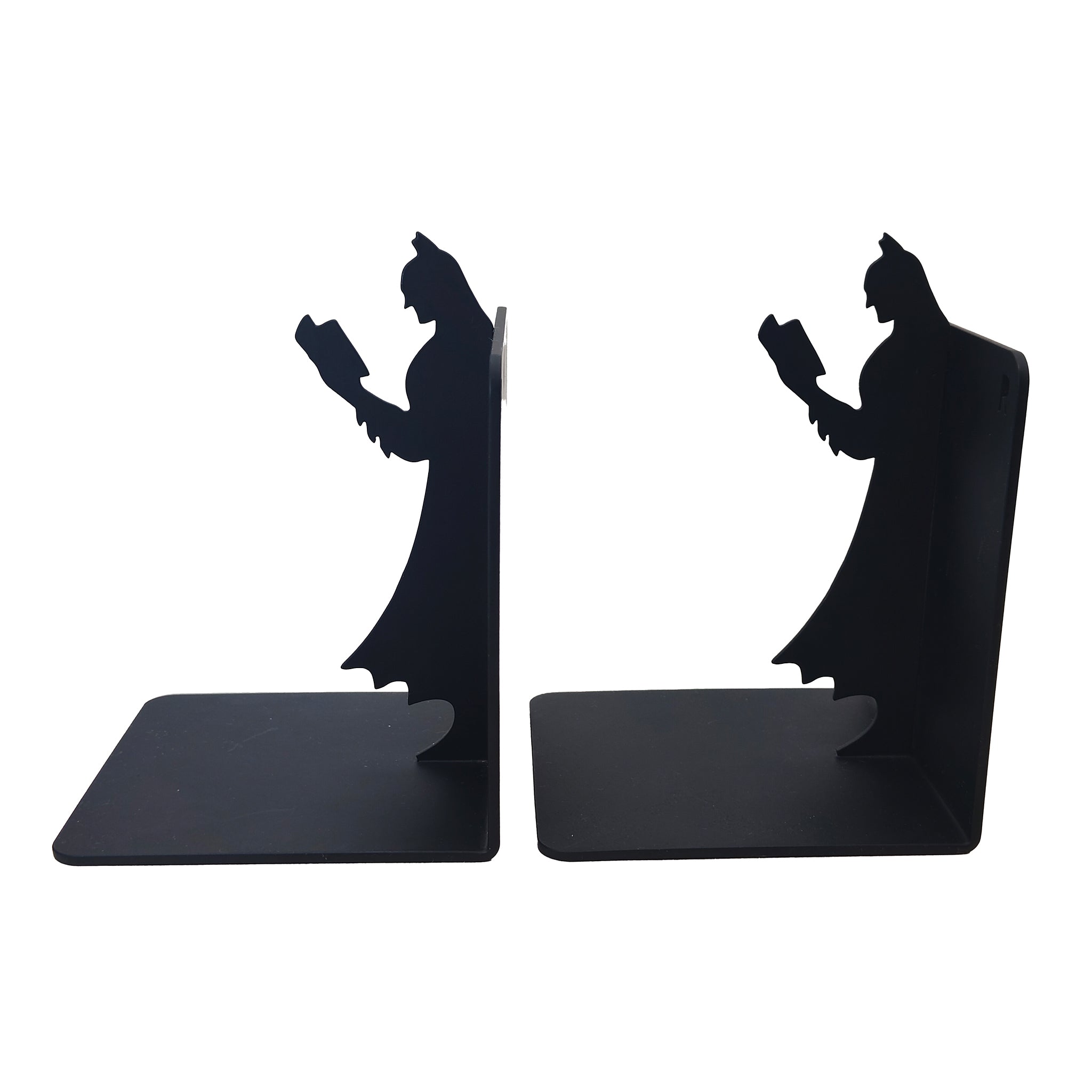 Batman Reading Silhouette Black Metal Bookends