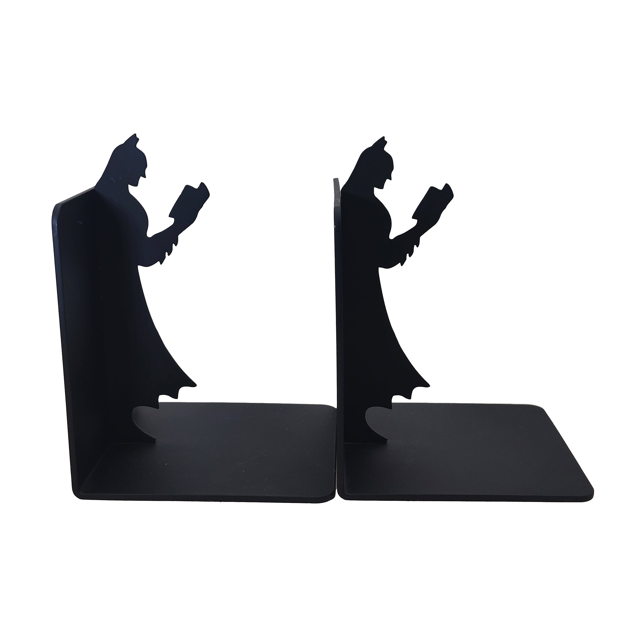 Batman Reading Silhouette Black Metal Bookends