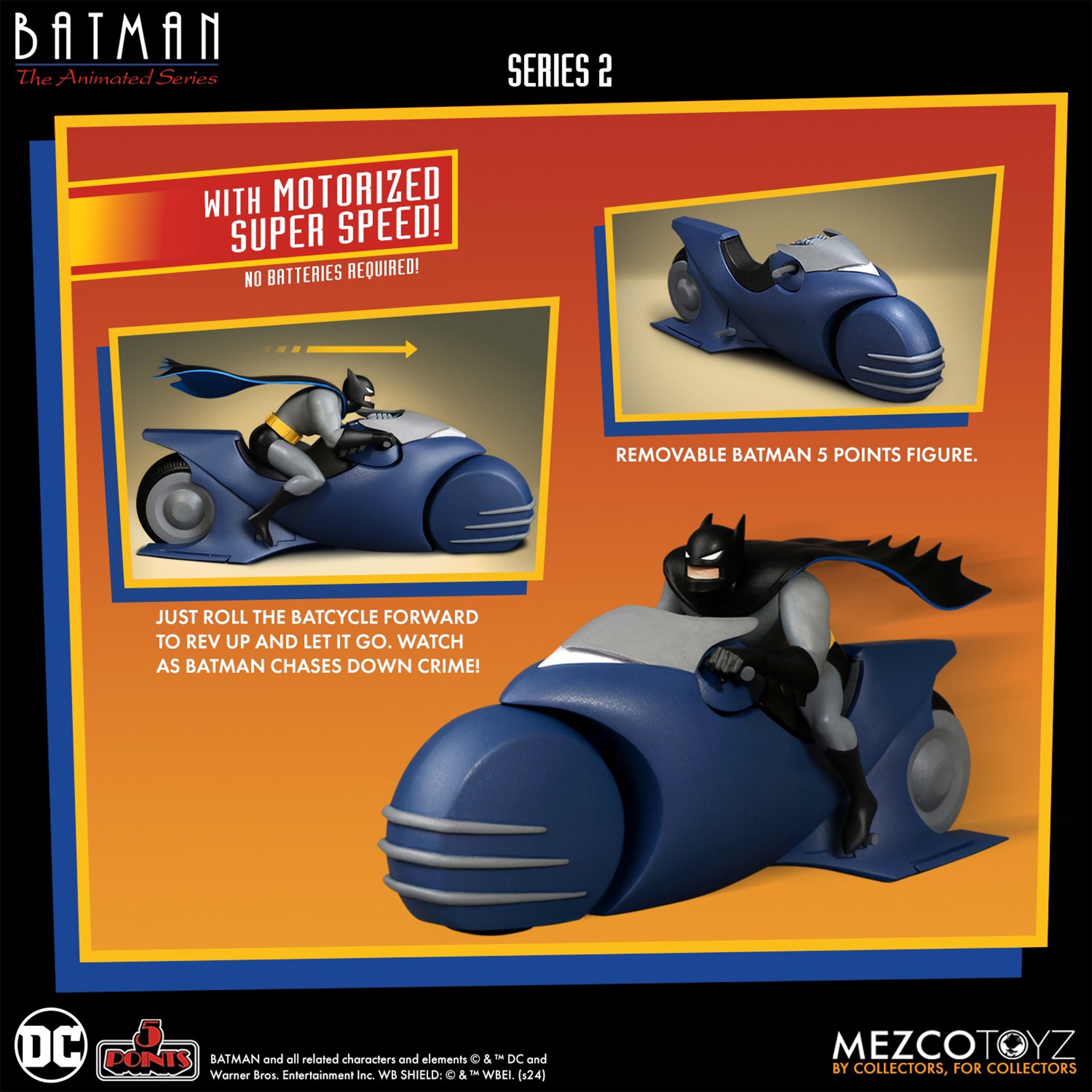 Batman The Animated Series 5 Points Batman and Batcycle Mezco Toyz – photo 4 of 4
