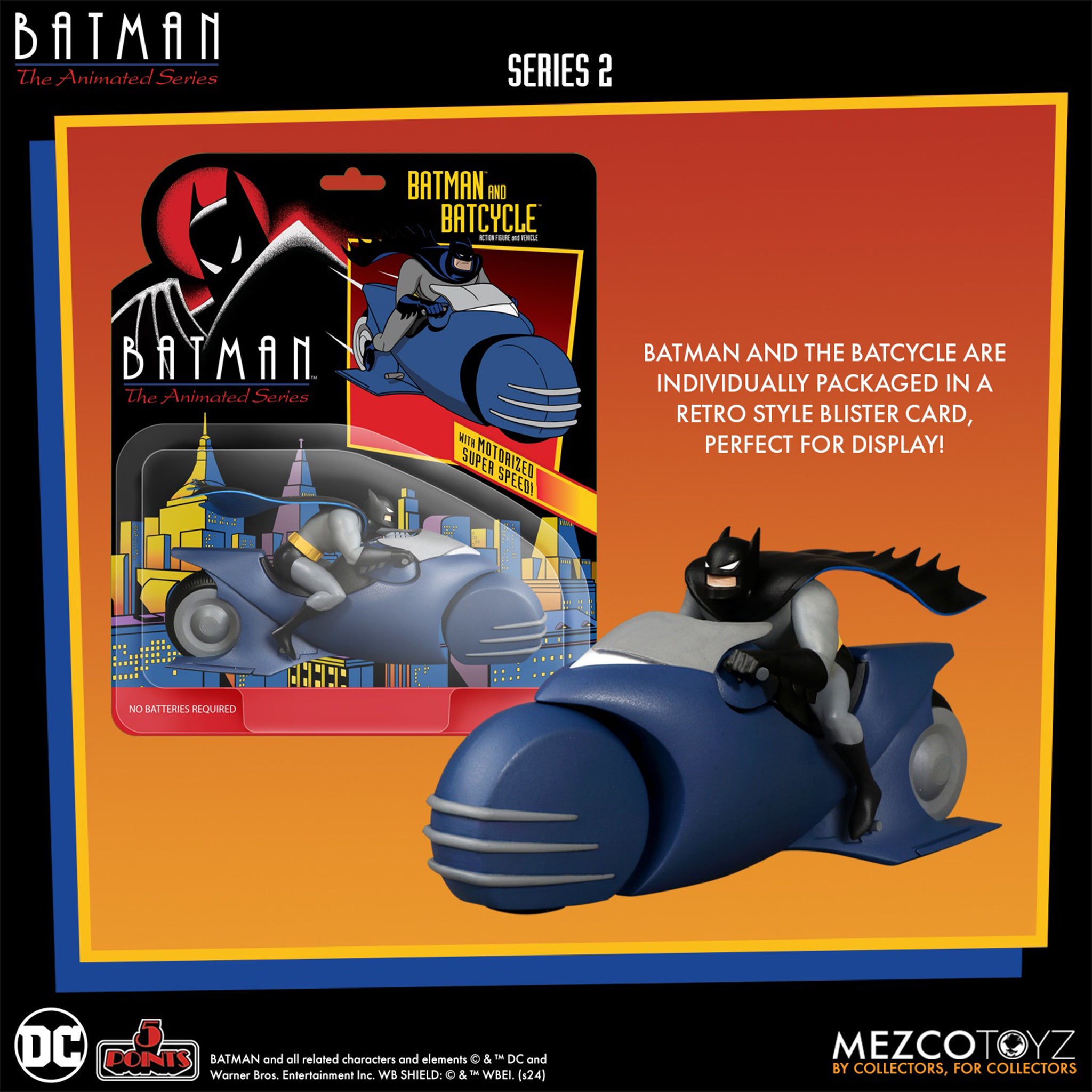 Batman The Animated Series 5 Points Batman and Batcycle Mezco Toyz – photo 3 of 4
