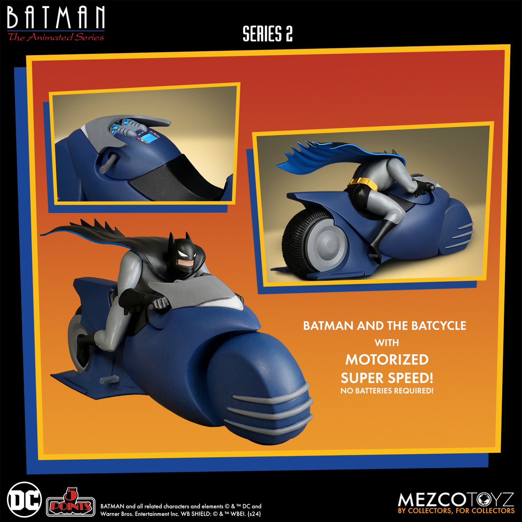 Batman The Animated Series 5 Points Batman and Batcycle Mezco Toyz – photo 2 of 4
