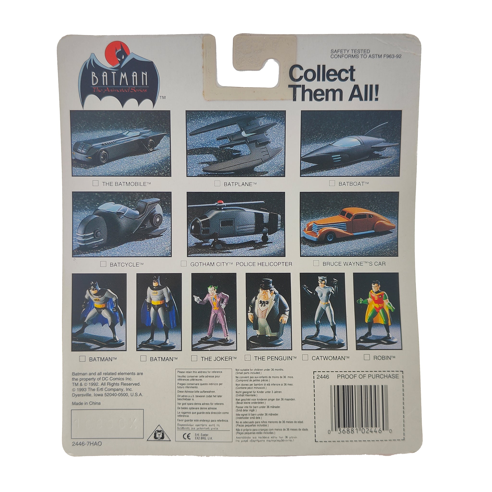 Batman The Animated Series Batmobile ERTL Die Cast Metal Vehicle 1993 – Batman, Vintage Brands, 9 cm, 1993, pre-owned collector piece, Uncanny Collectibles Dublin Ireland