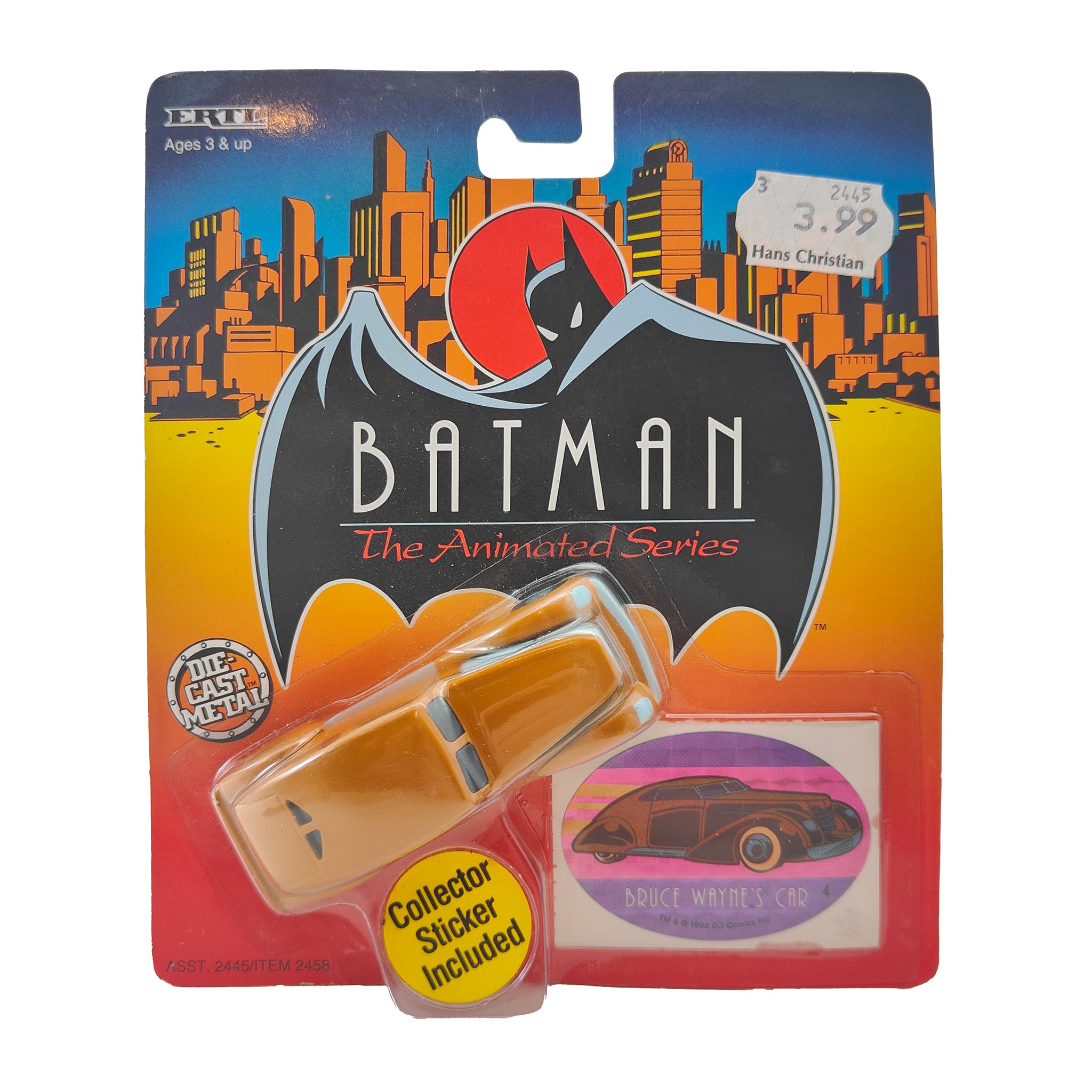 Batman The Animated Series Bruce Waynes Car ERTL Die Cast Metal Vehicle 1993 – Batman, Vintage Brands, 8 cm, 1993, pre-owned collector piece, Uncanny Collectibles Dublin Ireland