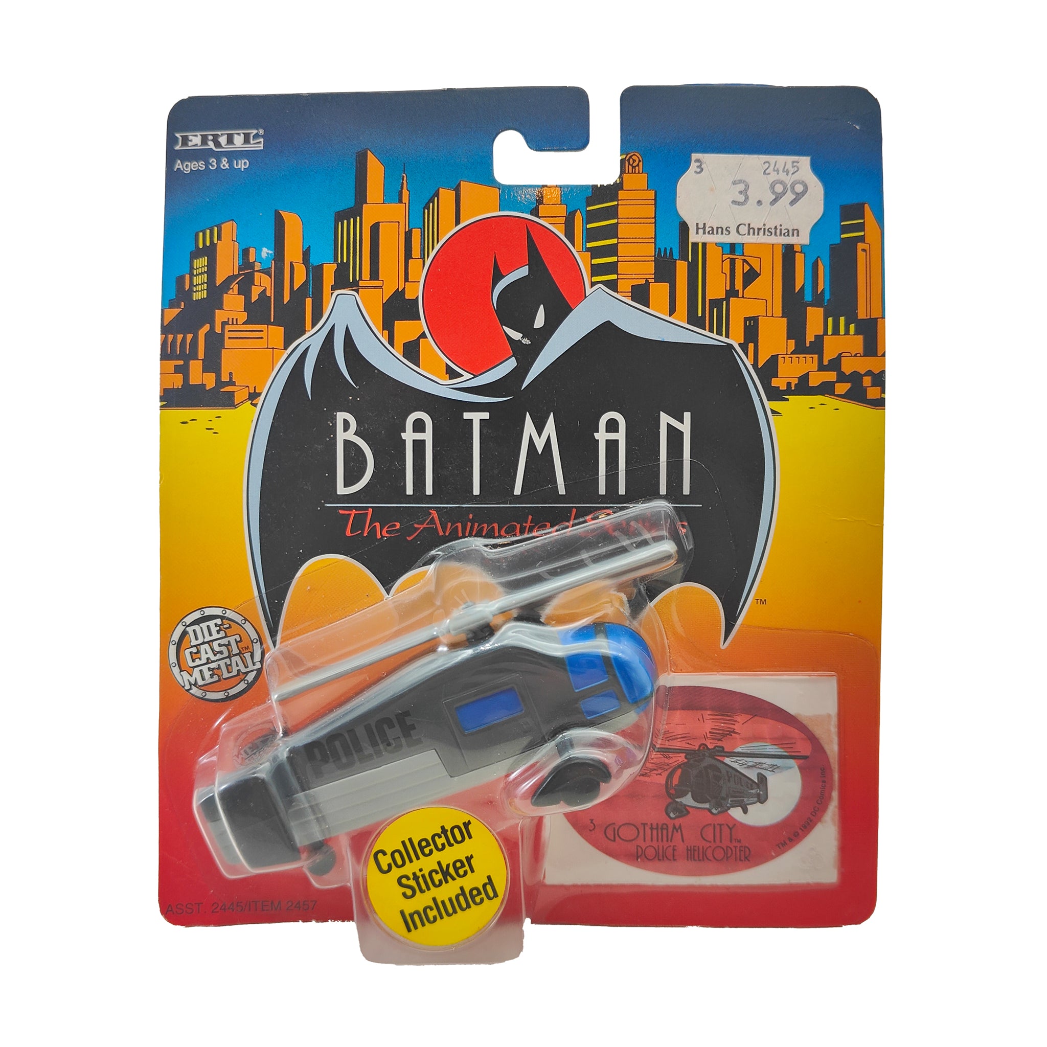 Batman The Animated Series Gotham City Police Helicopter ERTL Die Cast Metal Vehicle 1993 – Batman, Vintage Brands, 9 cm, 1993, pre-owned collector piece, Uncanny Collectibles Dublin Ireland