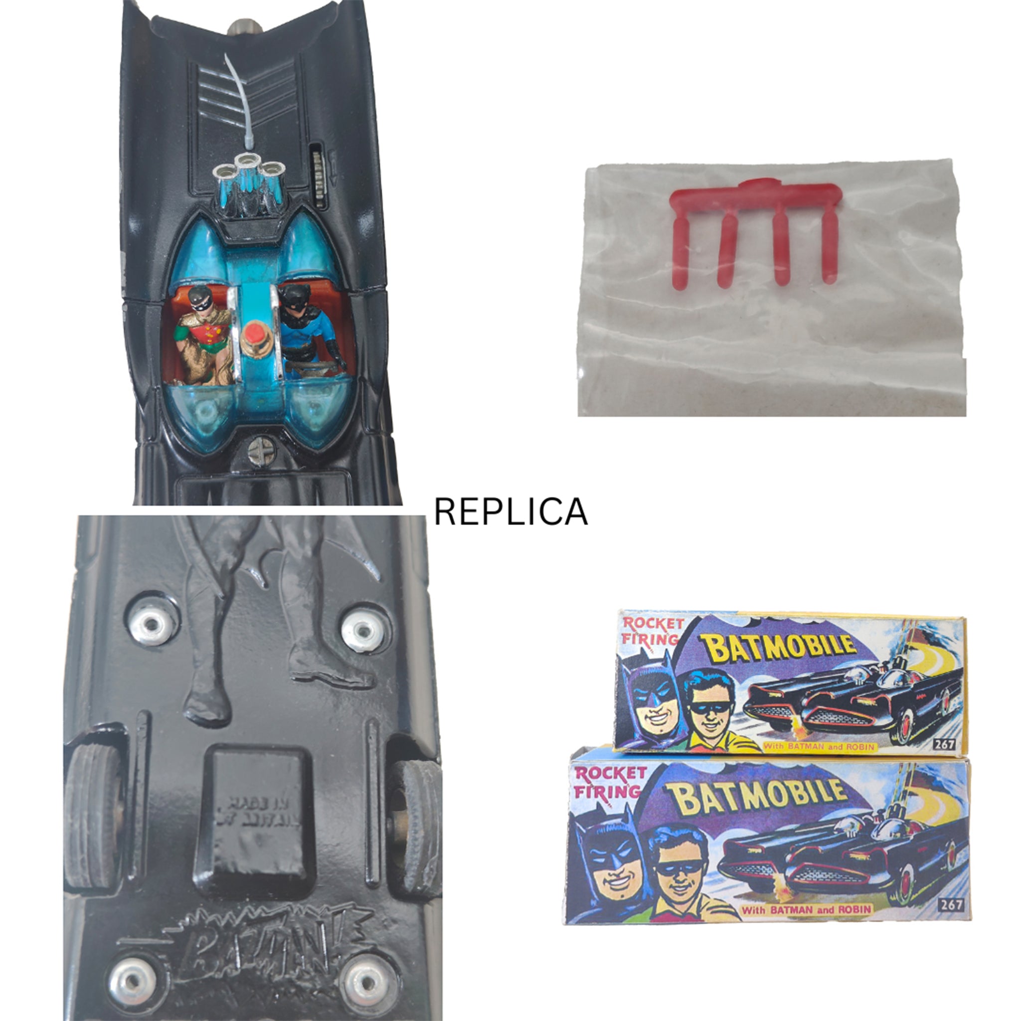 Batmobile Rocket Firing Batmobile with Batman and Robin Corgi Toys 267 Bundle – Batman, Corgi, 13 cm, pre-owned collector piece, Uncanny Collectibles Dublin Ireland