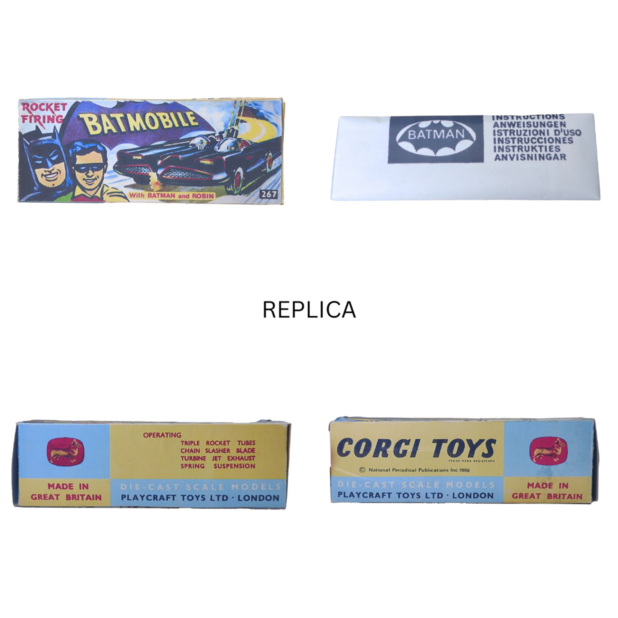 Batmobile Rocket Firing Batmobile with Batman and Robin Corgi Toys 267 Bundle – Batman, Corgi, 13 cm, pre-owned collector piece, Uncanny Collectibles Dublin Ireland