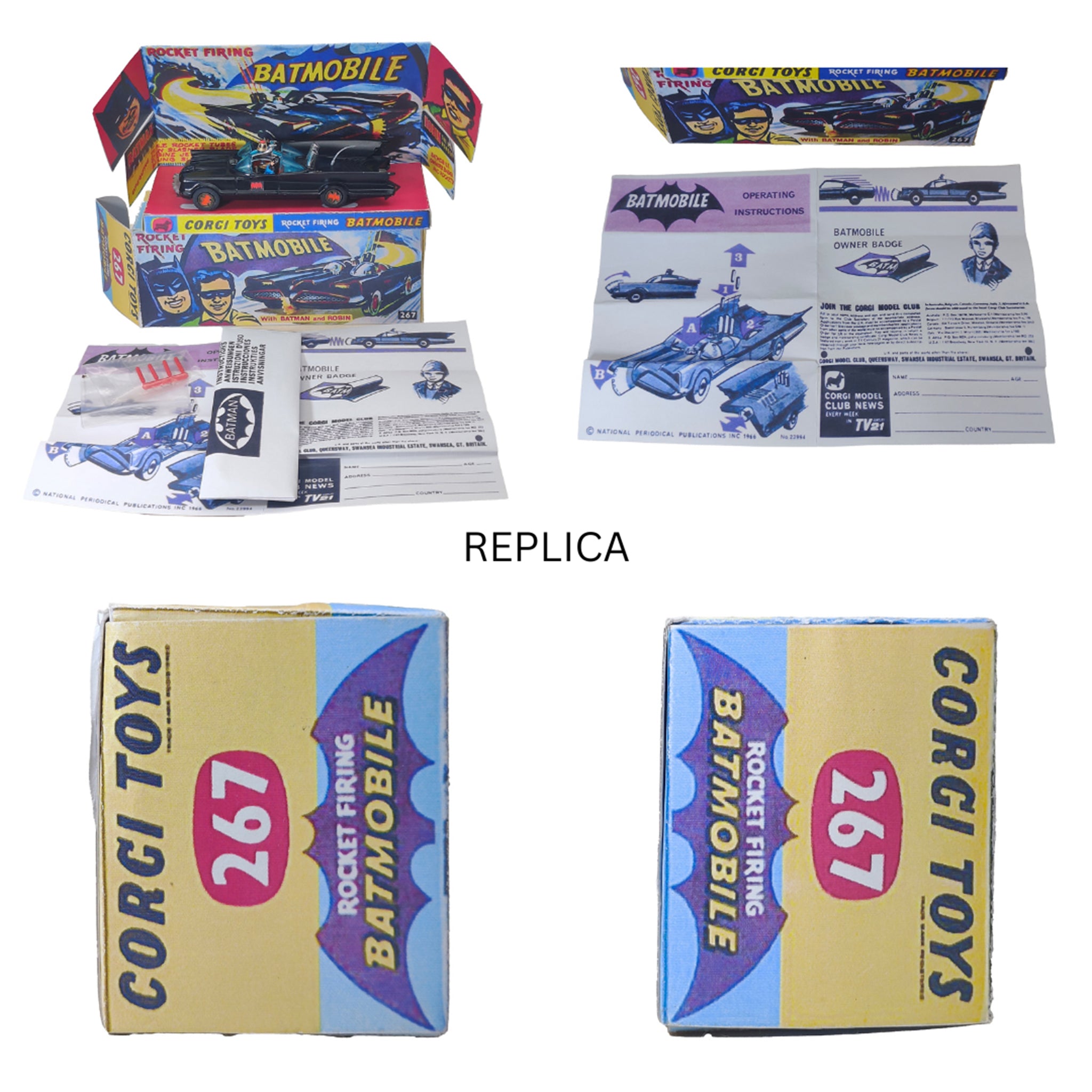 Batmobile Rocket Firing Batmobile with Batman and Robin Corgi Toys 267 Bundle – Batman, Corgi, 13 cm, pre-owned collector piece, Uncanny Collectibles Dublin Ireland