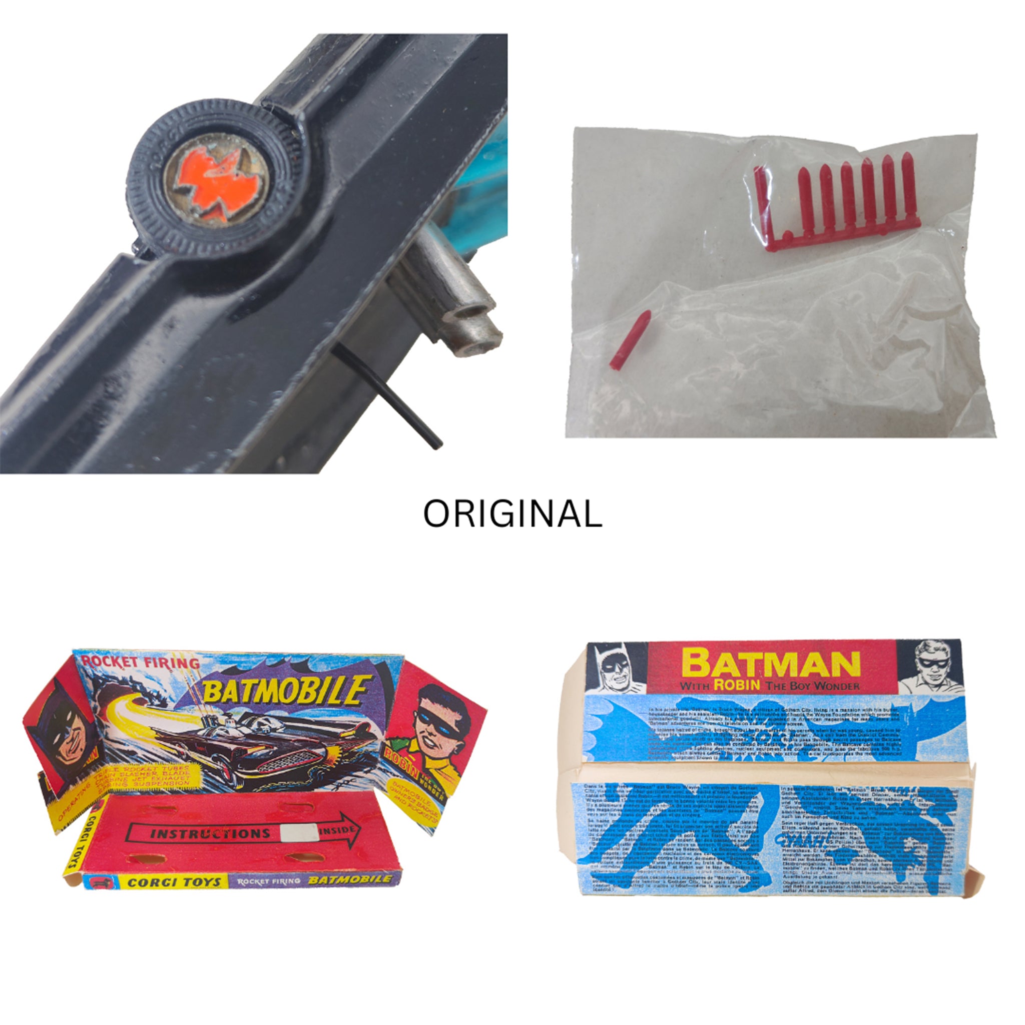 Batmobile Rocket Firing Batmobile with Batman and Robin Corgi Toys 267 Bundle – Batman, Corgi, 13 cm, pre-owned collector piece, Uncanny Collectibles Dublin Ireland