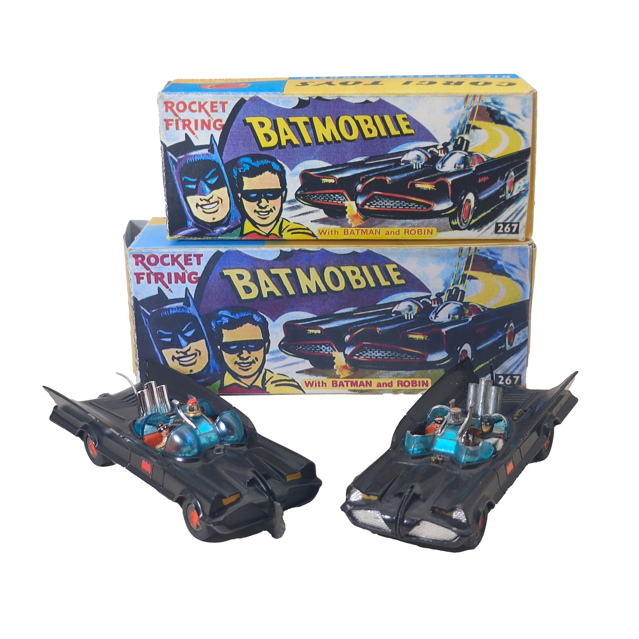 Batmobile Rocket Firing Batmobile with Batman and Robin Corgi Toys 267 Bundle