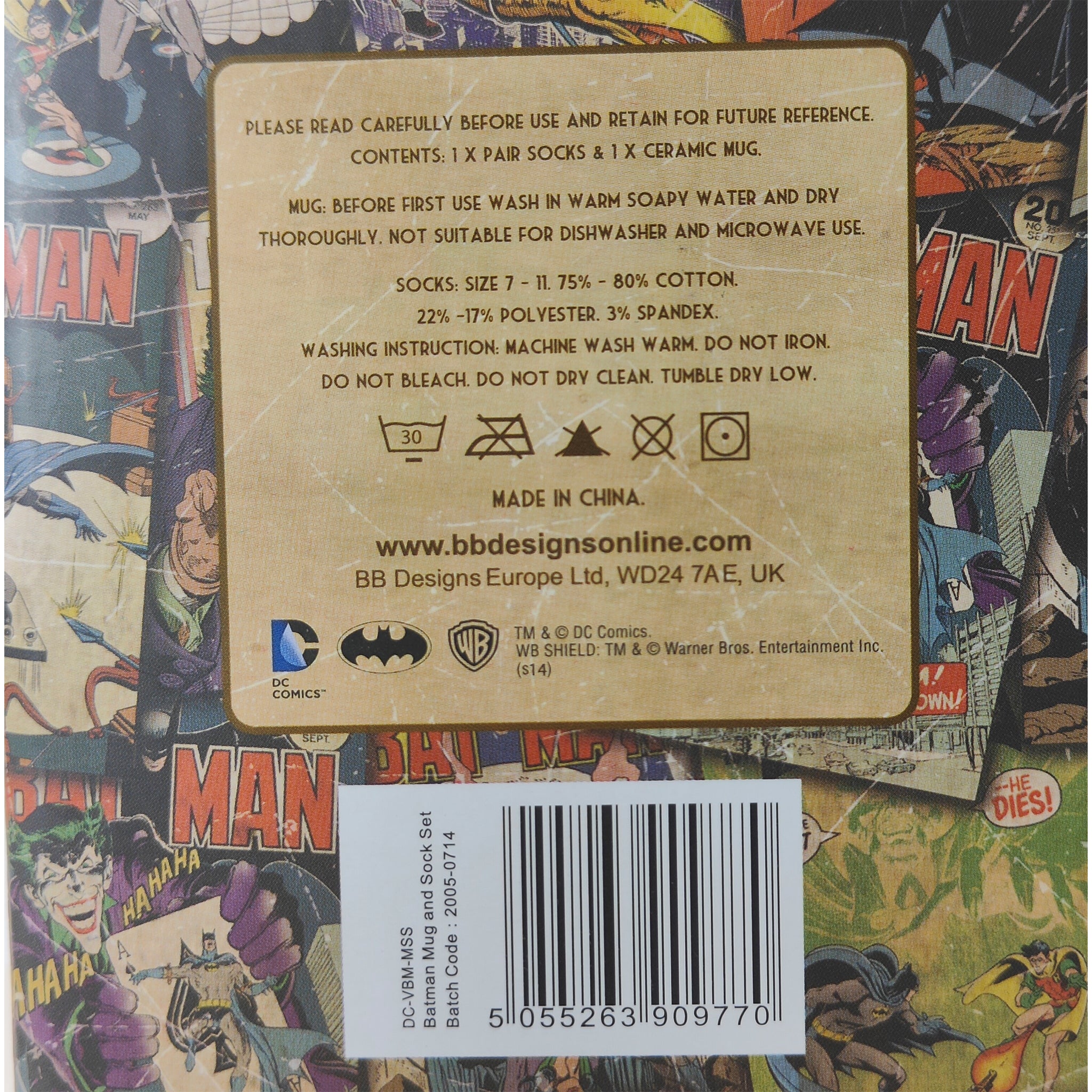 BB Designs DC Comics Batman Ceramic Mug and Sock Gift Set – TV Icons & Heroes, Vintage Brands, -, pre-owned collector piece, Uncanny Collectibles Dublin Ireland