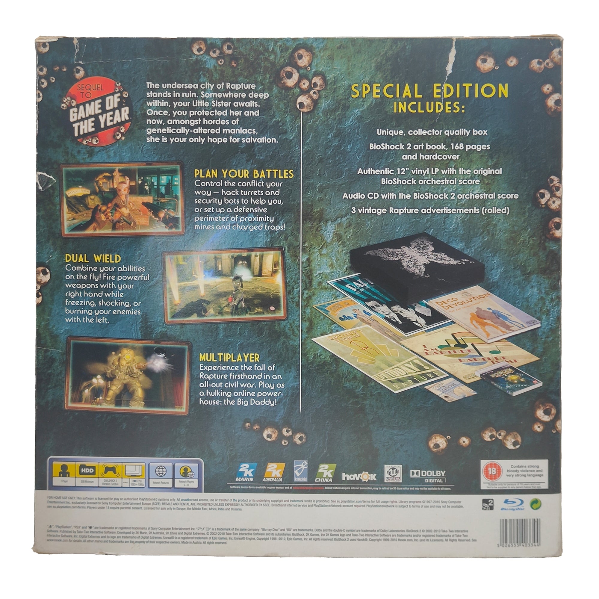 BioShock 2 Special Edition Box Set Sony PlayStation 3 2010