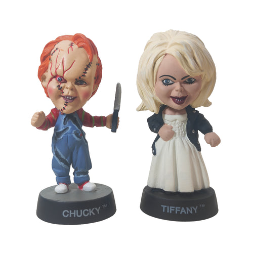 Chucky and Tiffany Little Big Heads Bride of Chucky Sideshow Collectibles, Child's Play, 10cm, 1999, pre-owned