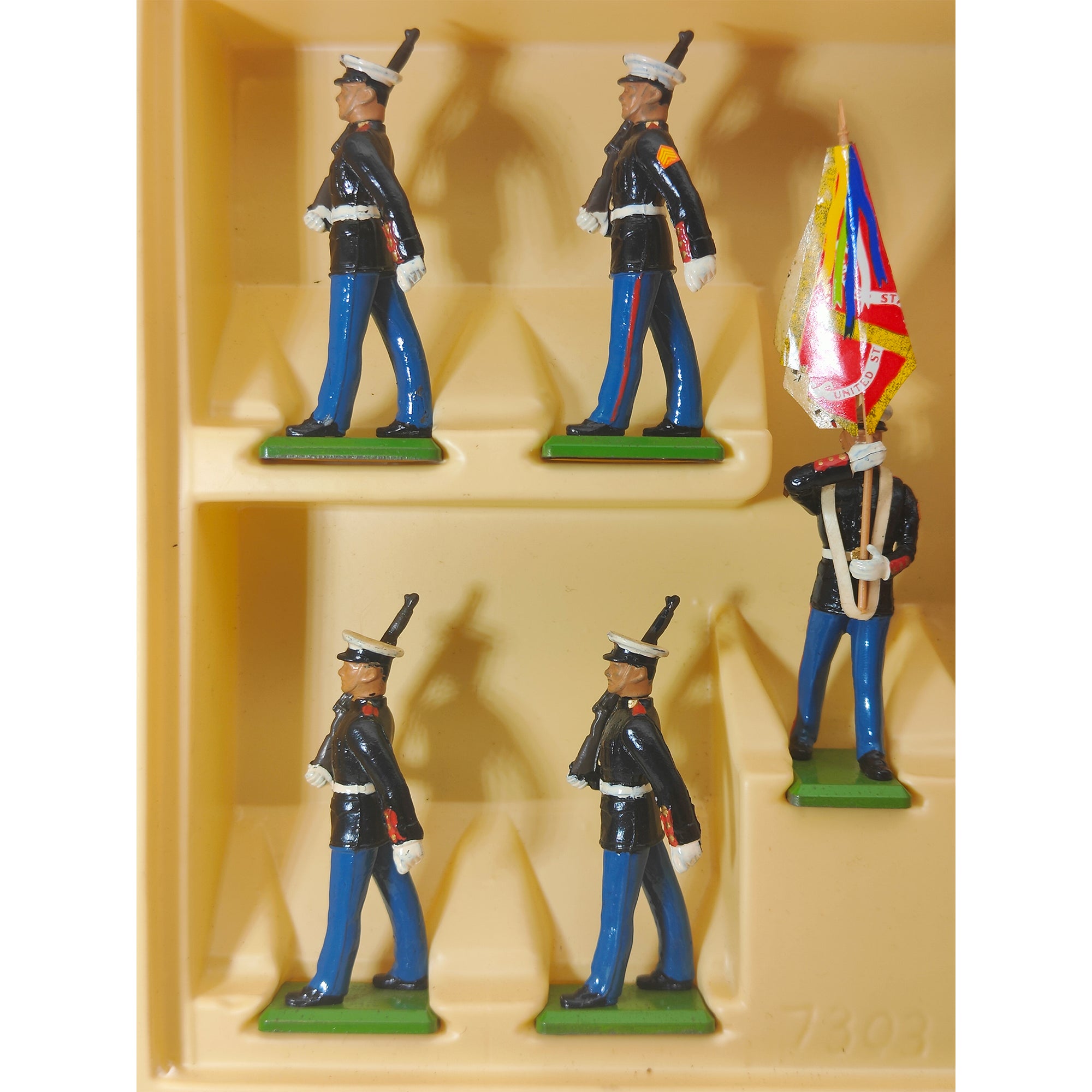 Britains Metal Models U.S. Marine Corps 1 U.S. Marine Sergeant 7 Marines Marching 7303 1986
