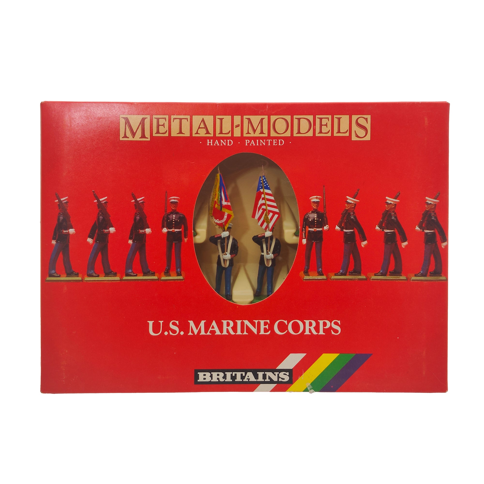 Britains Metal Models U.S. Marine Corps 1 U.S. Marine Sergeant 7 Marines Marching 7303 1986