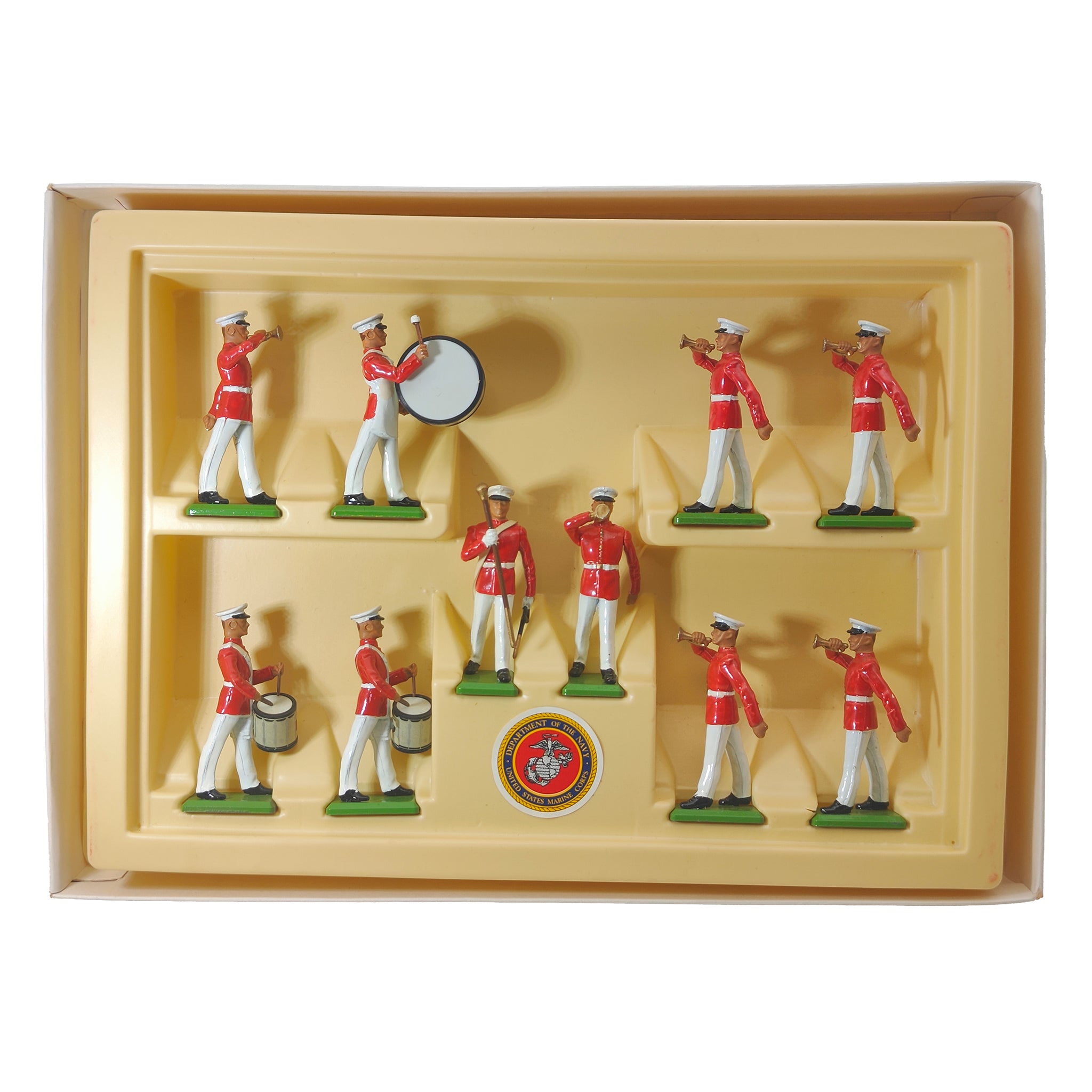 Britains Metal Models U.S. Marine Corps With Drum Major 7305 1986 – Military, Britains, 5 cm, 1986, pre-owned collector piece, Uncanny Collectibles Dublin Ireland