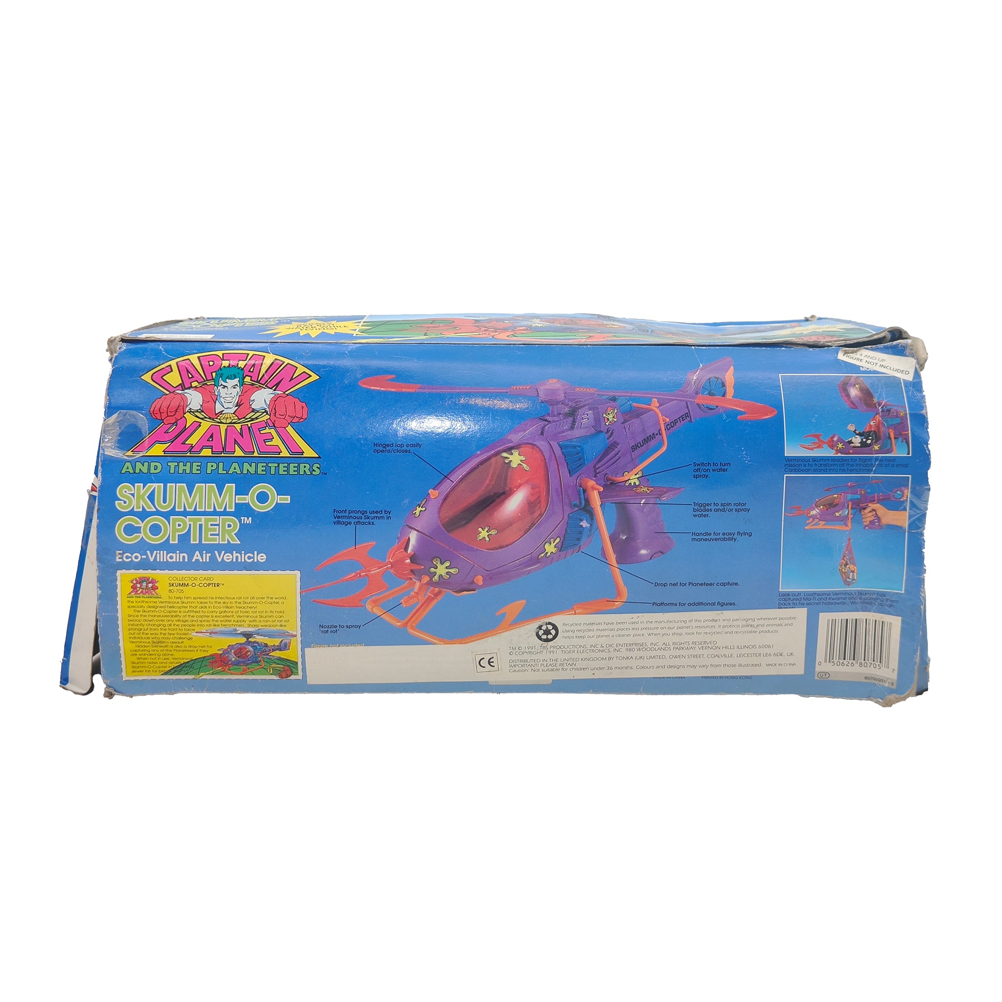 Captain Planet Skumm O Copter Tiger Toys Vehicle Boxed 1991 – TV Icons & Heroes, Vintage Brands, 30 cm, 1991, pre-owned collector piece, Uncanny Collectibles Dublin Ireland