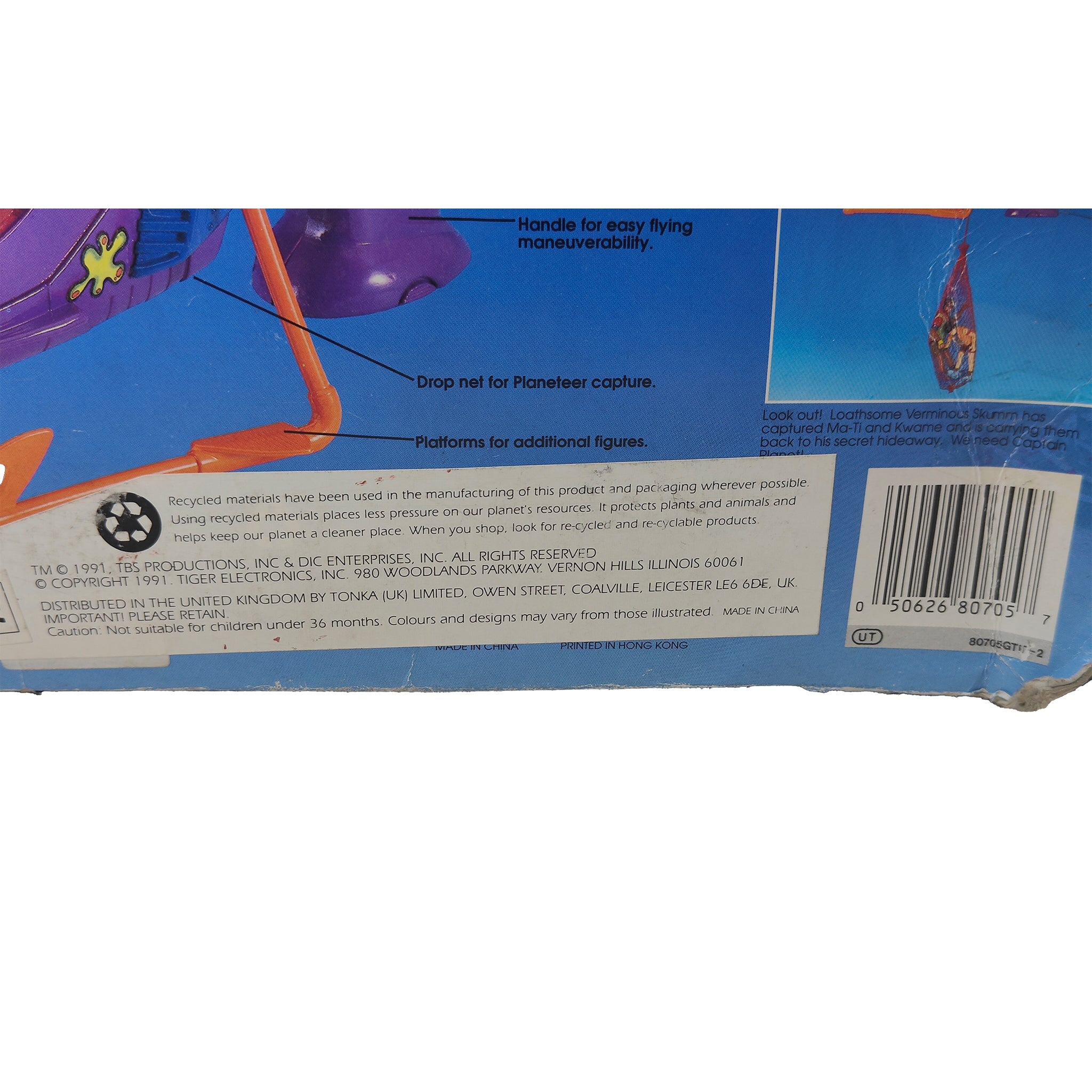 Captain Planet Skumm O Copter Tiger Toys Vehicle Boxed 1991 – TV Icons & Heroes, Vintage Brands, 30 cm, 1991, pre-owned collector piece, Uncanny Collectibles Dublin Ireland