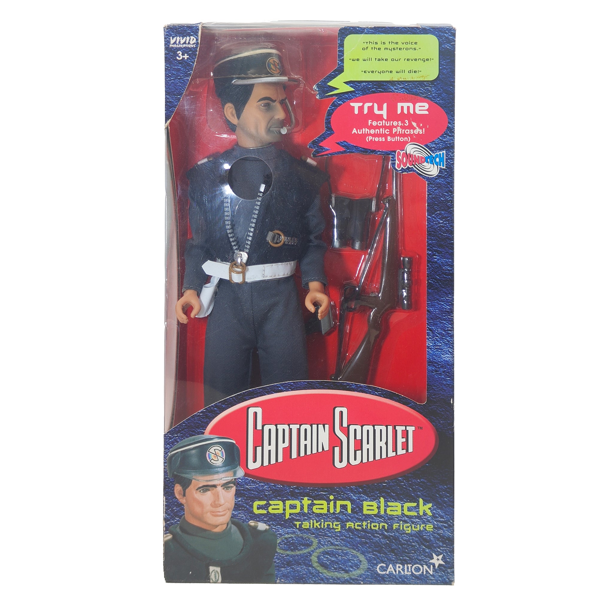Captain Scarlet Captain Black 30 cm Talking Action Figure 2001 Vivid Gerry Anderson – Gerry Anderson Universe, Vivid Imaginations, 30 cm, 2001, pre-owned collector piece, Uncanny Collectibles Dublin Ireland