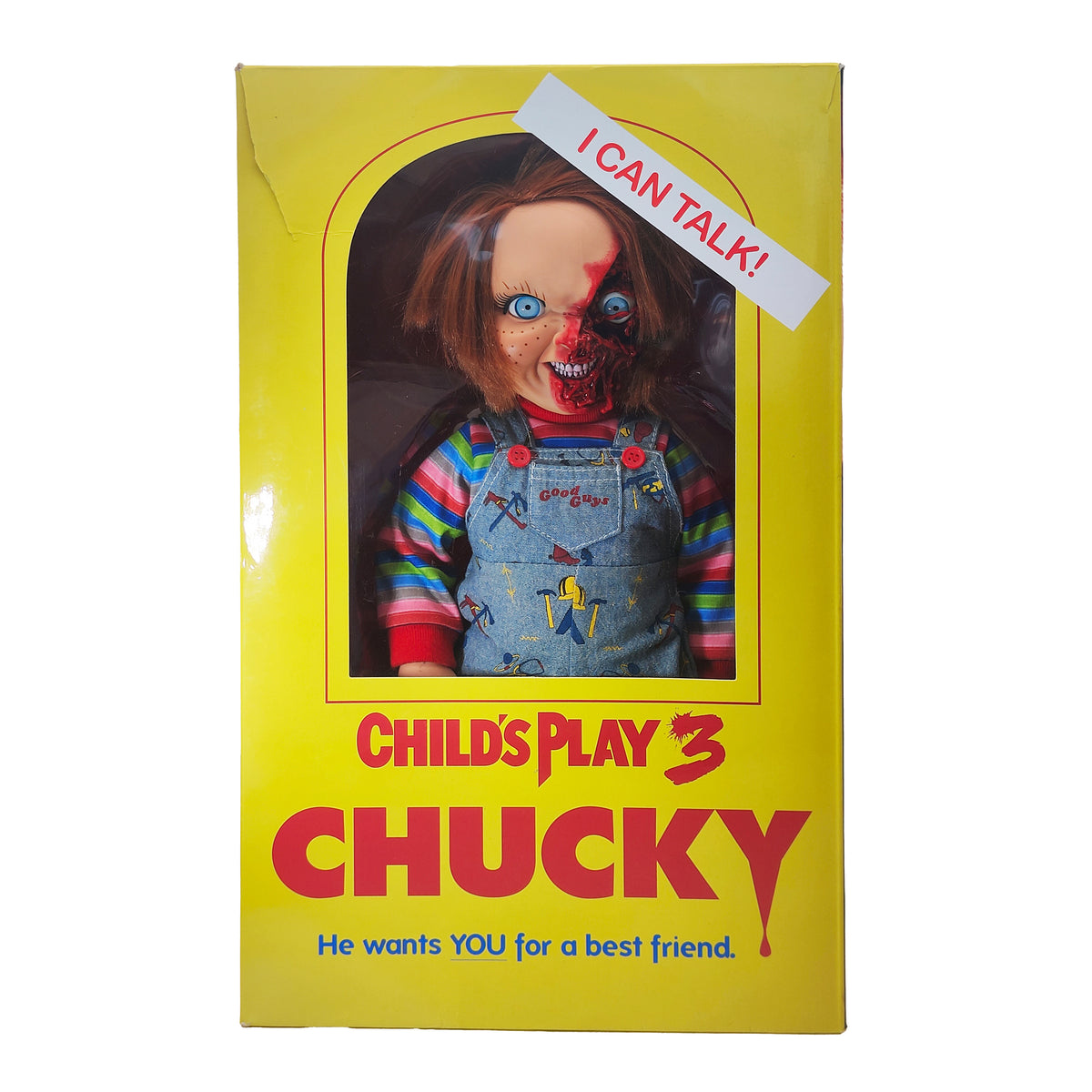 Child's Play 3 Pizza Face Chucky Mezco Mega Scale Talking Figure