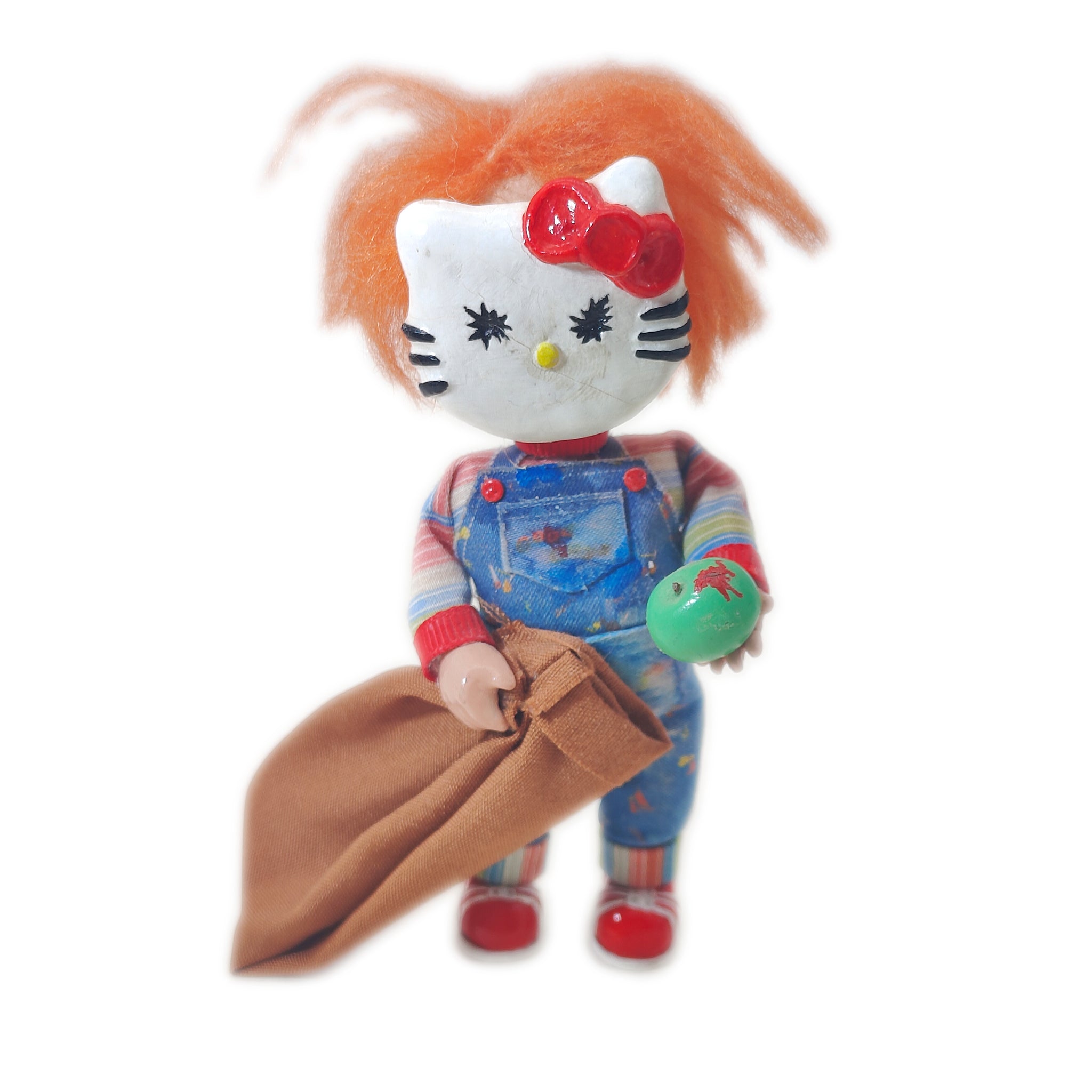 Child's Play Chucky Hello Kitty Custom Mashup Horror Doll, 13cm, Custom-painted figure with fabric clothing, pre-owned