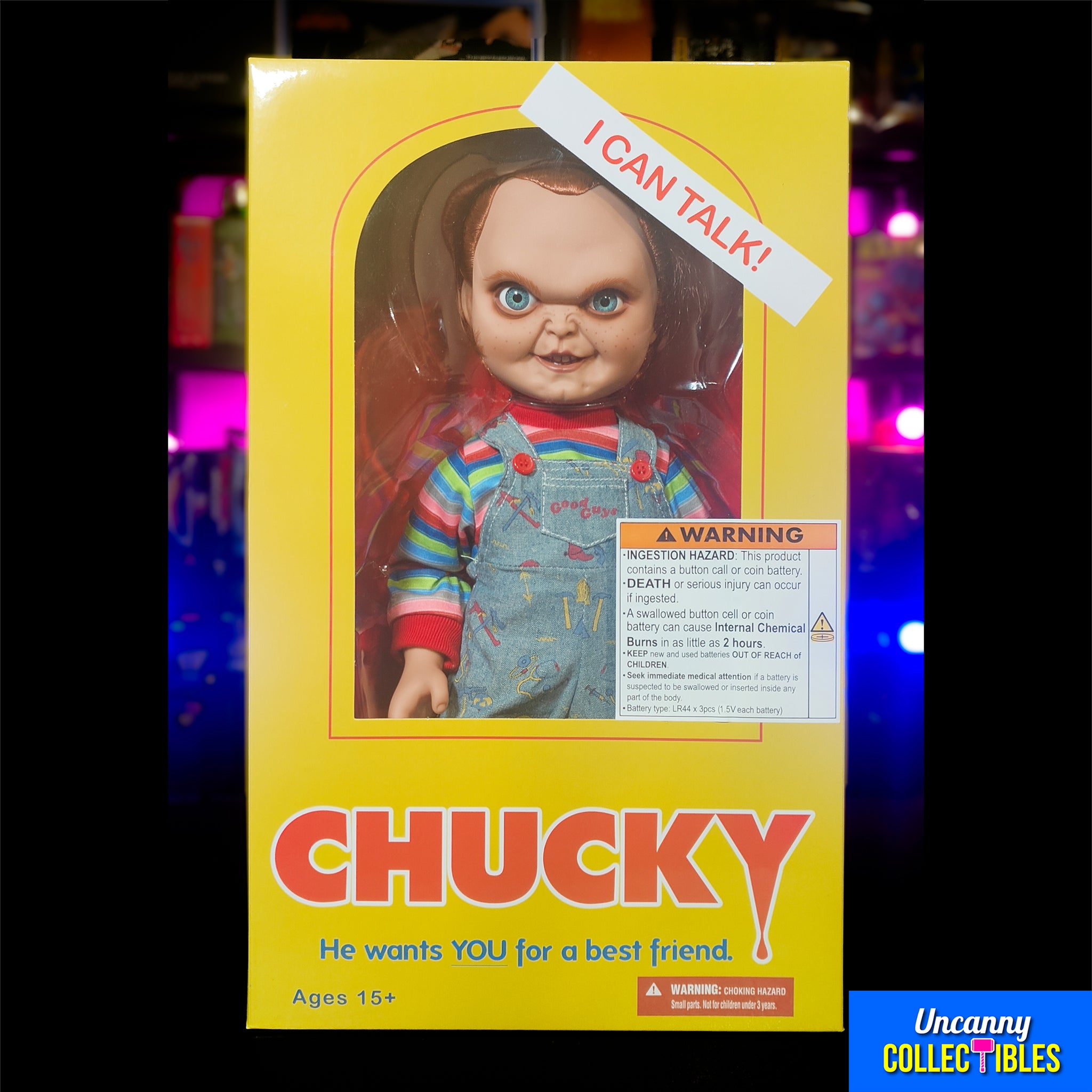 Childs Play Talking Chucky Mezco Toyz Action Figure 38cm – Child's Play, Mezco Toyz, 38 cm, brand new collector item, Uncanny Collectibles Dublin Ireland