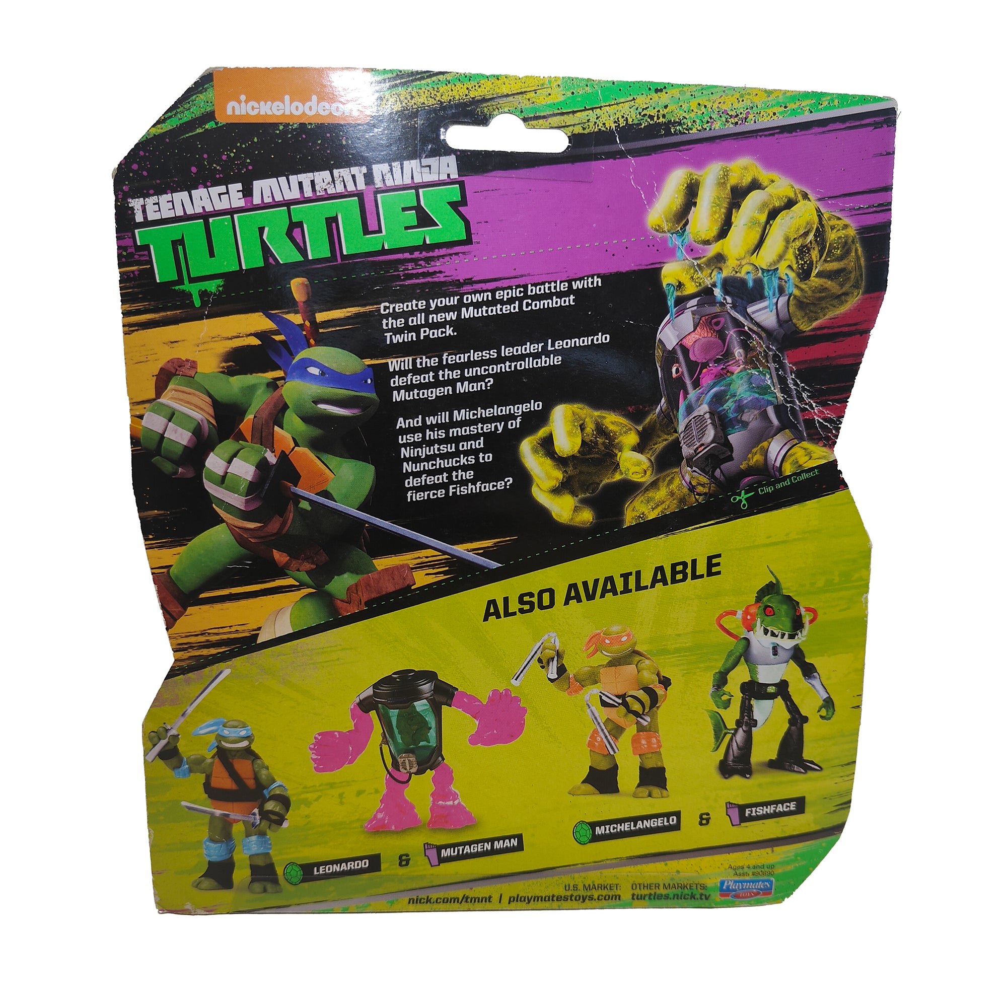 Michelangelo And Fishface Combat Pack Teenage Mutant Ninja Turtles Playmates Toys Action Figure 2016 14cm