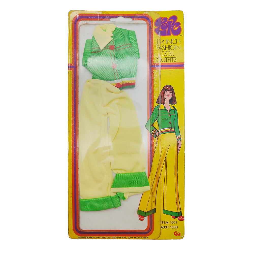 Dagy Dendi 11.5 Inch Fashion Doll Outfit Yellow and Green Pantsuit Gold Mountain Toys 1970s - Barbie Compatible – -, Vintage Brands, 30 cm, 2024, pre-owned collector piece, Uncanny Collectibles Dublin Ireland