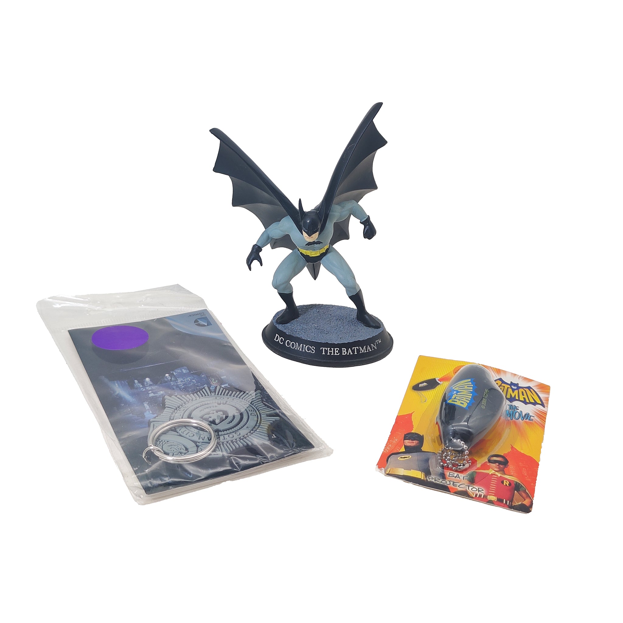 DC Comics Batman Corgi Figurine Bat Projector GCPD Keychain Bundle