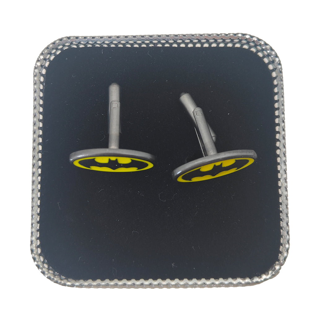 DC Comics Batman Logo Enamel Cufflinks 2010 – Batman, Vintage Brands, 2 cm, 2010, pre-owned collector piece, Uncanny Collectibles Dublin Ireland