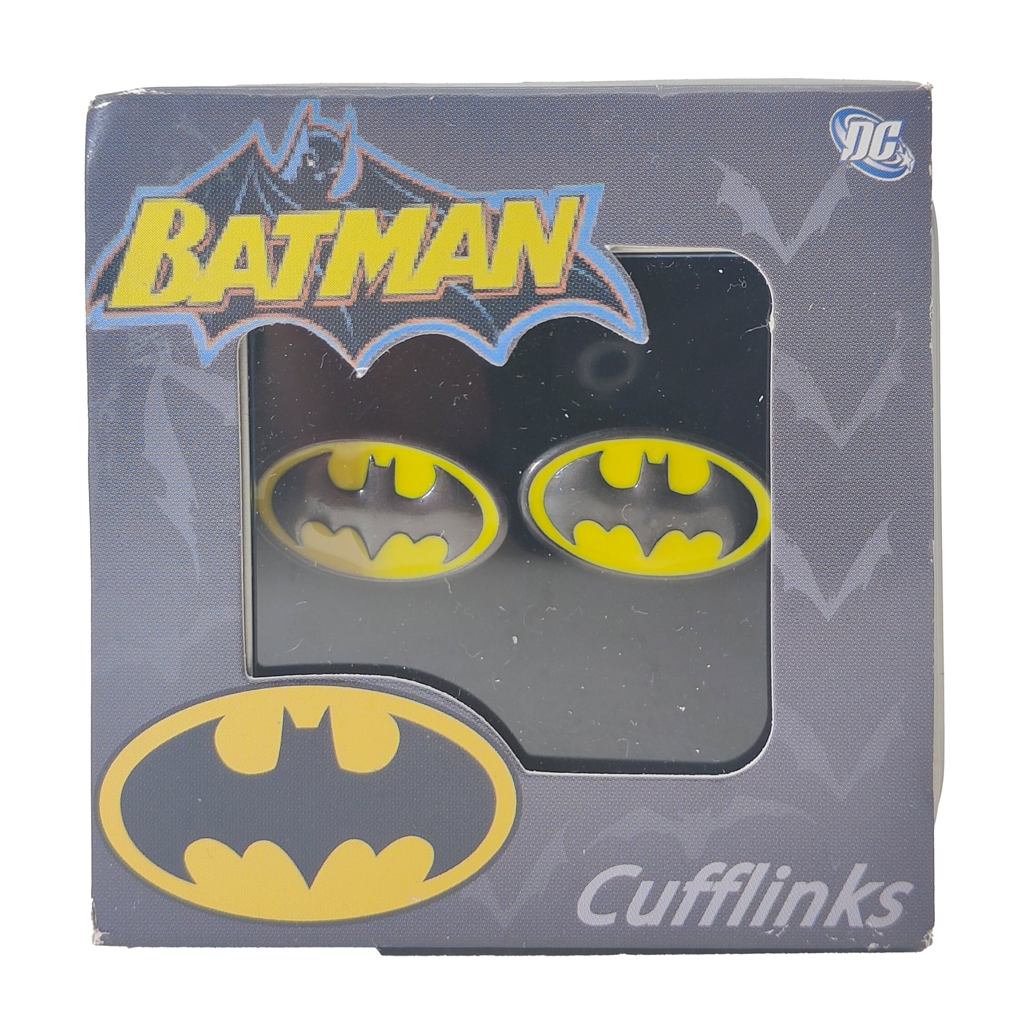 DC Comics Batman Logo Enamel Cufflinks 2010 – Batman, Vintage Brands, 2 cm, 2010, pre-owned collector piece, Uncanny Collectibles Dublin Ireland