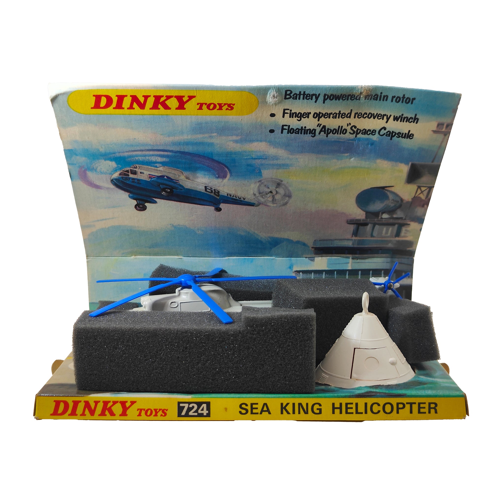 Dinky Sea King Helicopter Apollo Capsule 724 Meccano 1971 Motor Not Working
