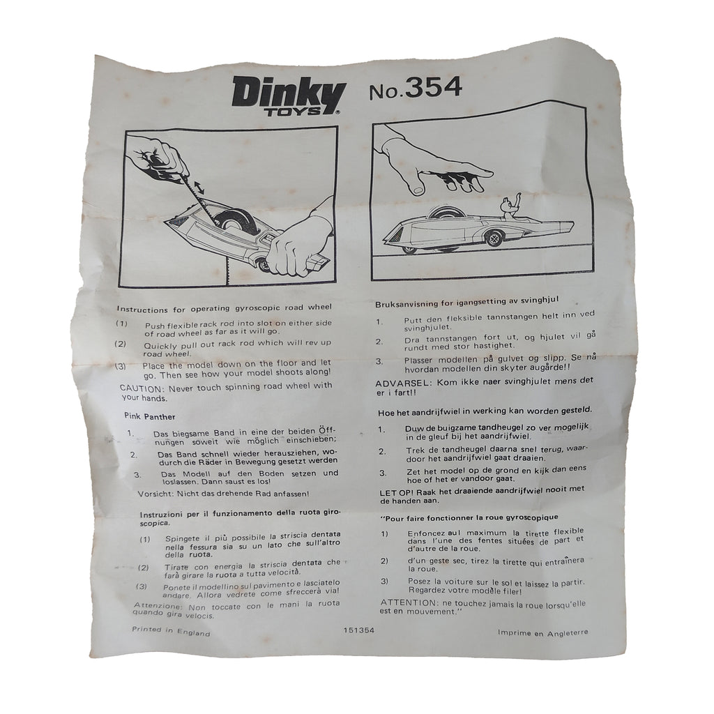 Dinky Toys Pink Panther Car 354 Dynamic Power 1970s Diecast