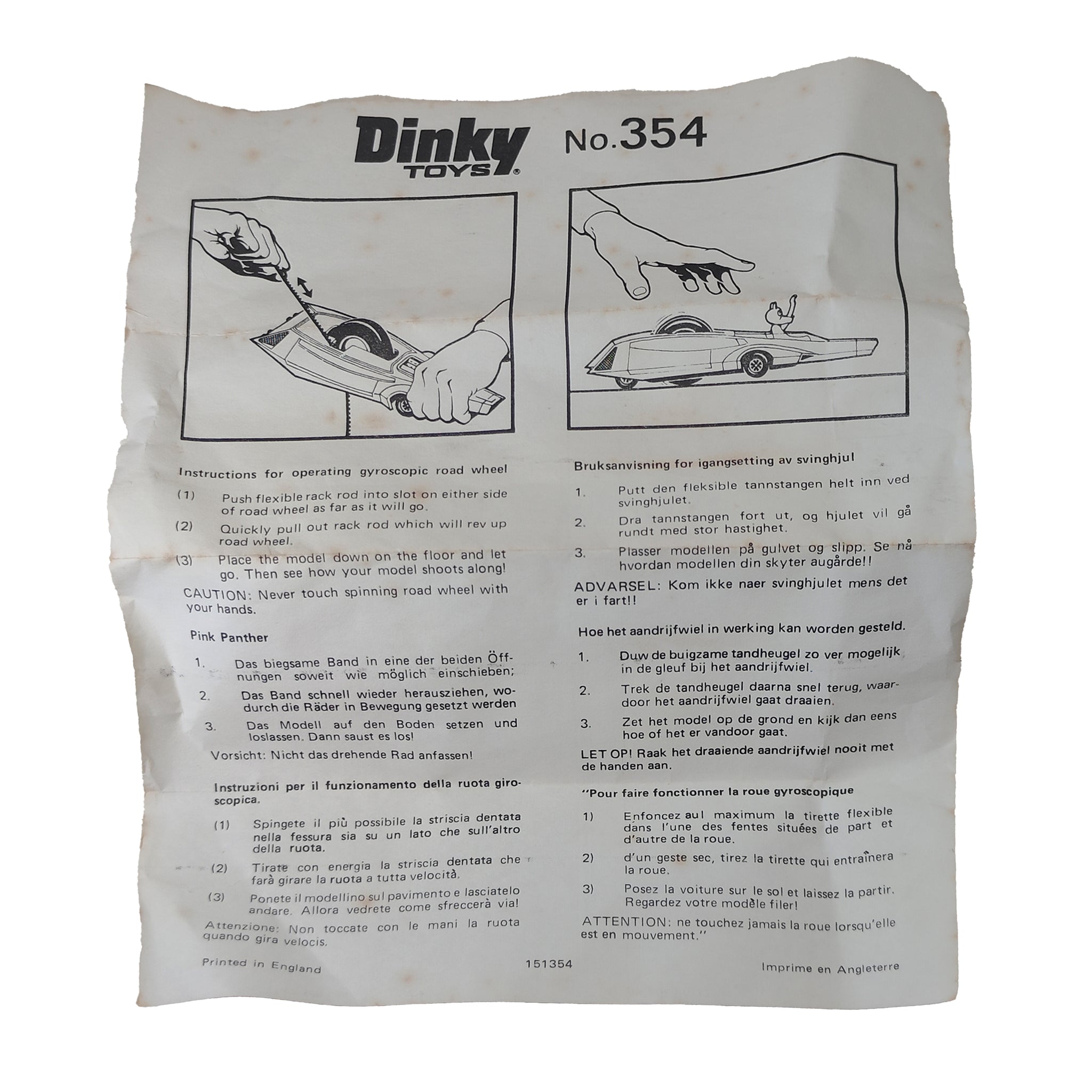 Dinky Toys Pink Panther Car 354 Dynamic Power 1970s Diecast