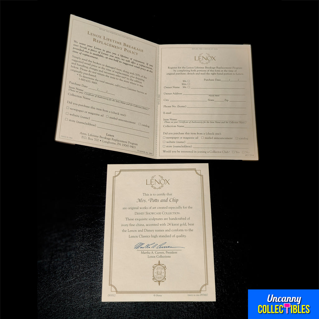 Disney Beauty and the Beast Mrs Potts and Chip Lenox Figurine Vintage 1990s Early 2000s